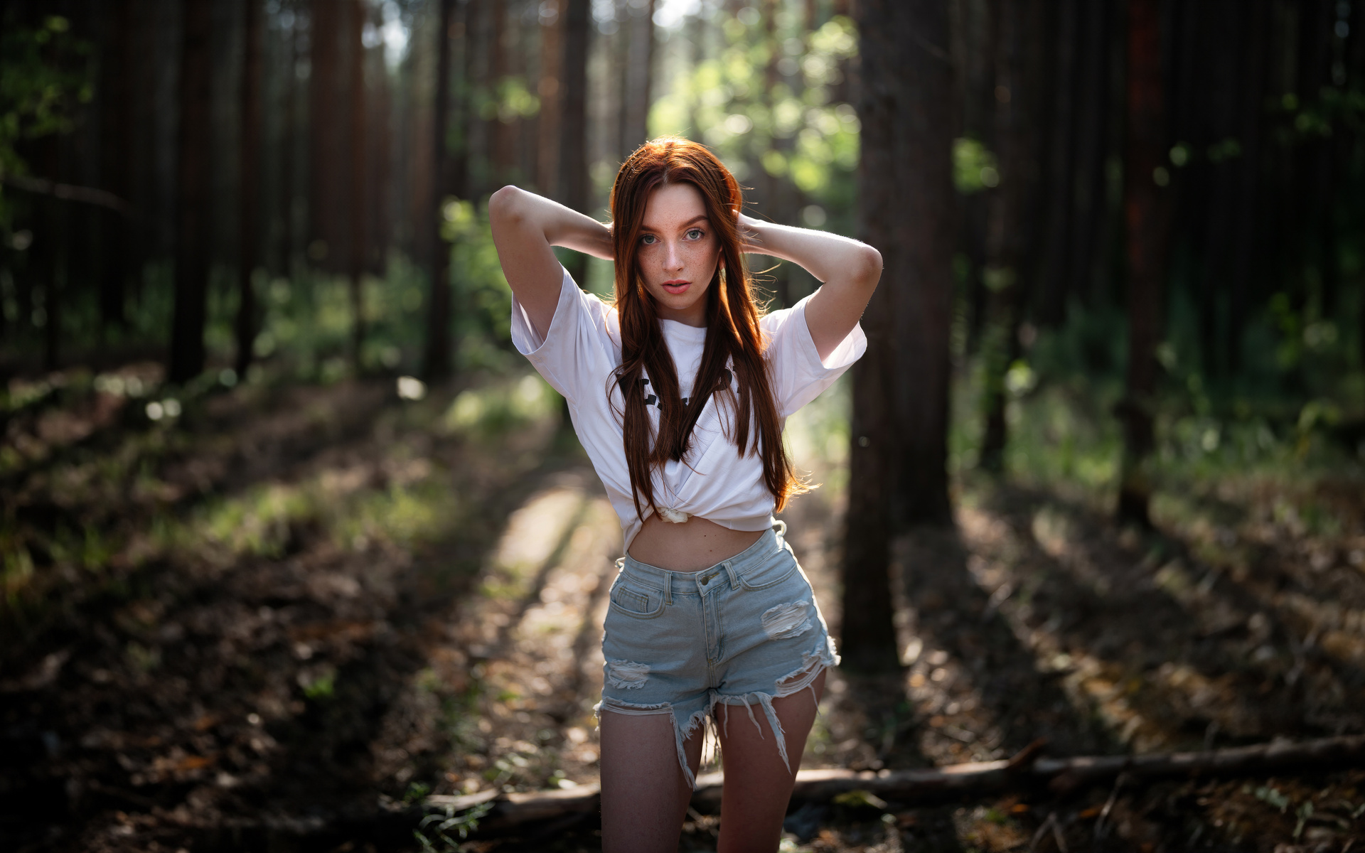 1920x1200 Lilly Model Redhead In Woods 5k 1080p Resolution Hd 4k