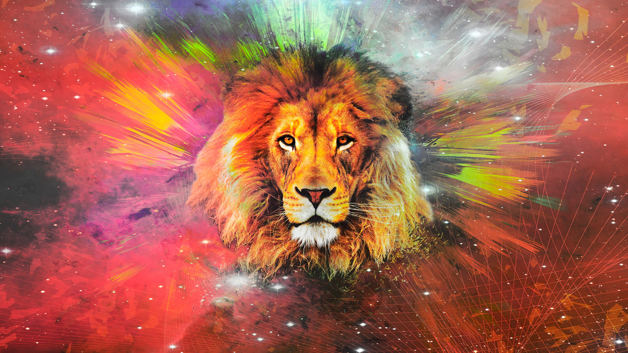 1280x720 Lion Galaxy Art 4k 720P ,HD 4k Wallpapers,Images,Backgrounds ...