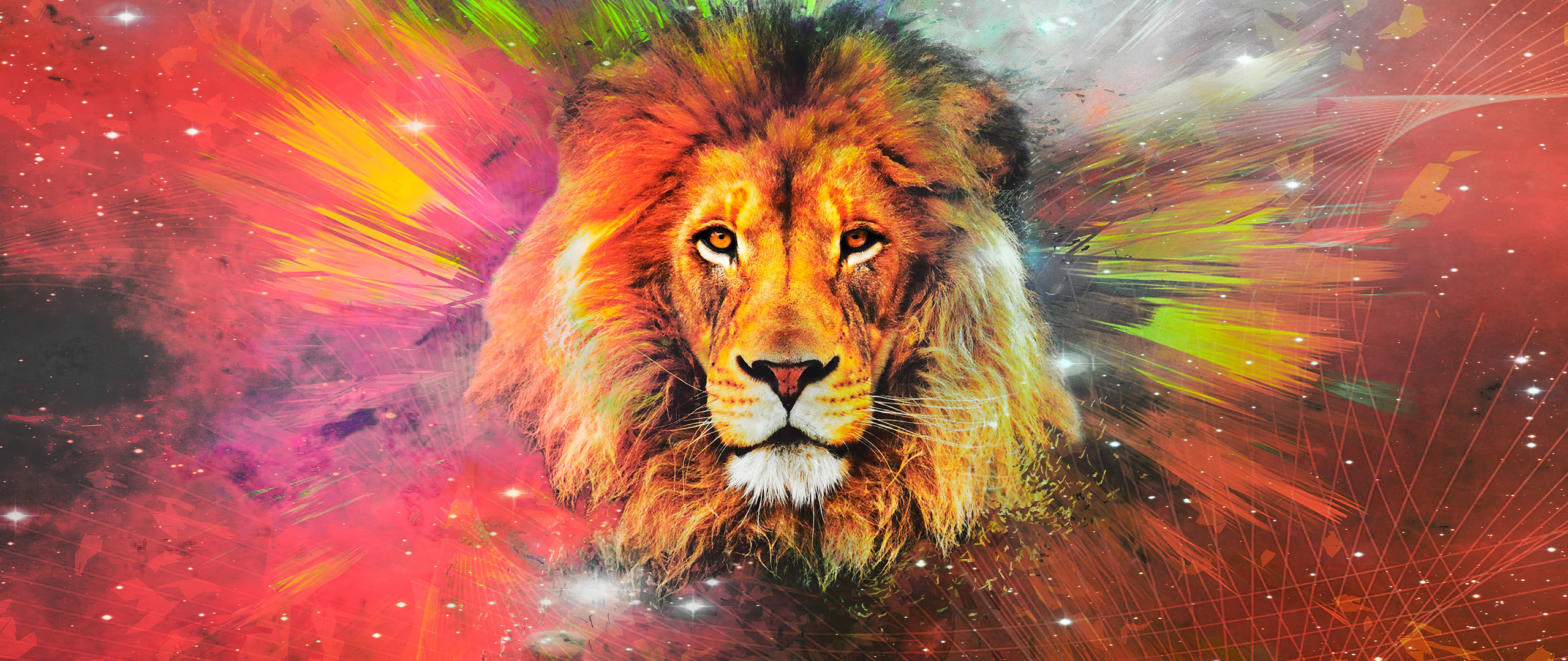 2560x1080 Lion Galaxy Art 4k 2560x1080 Resolution Hd 4k Wallpapers