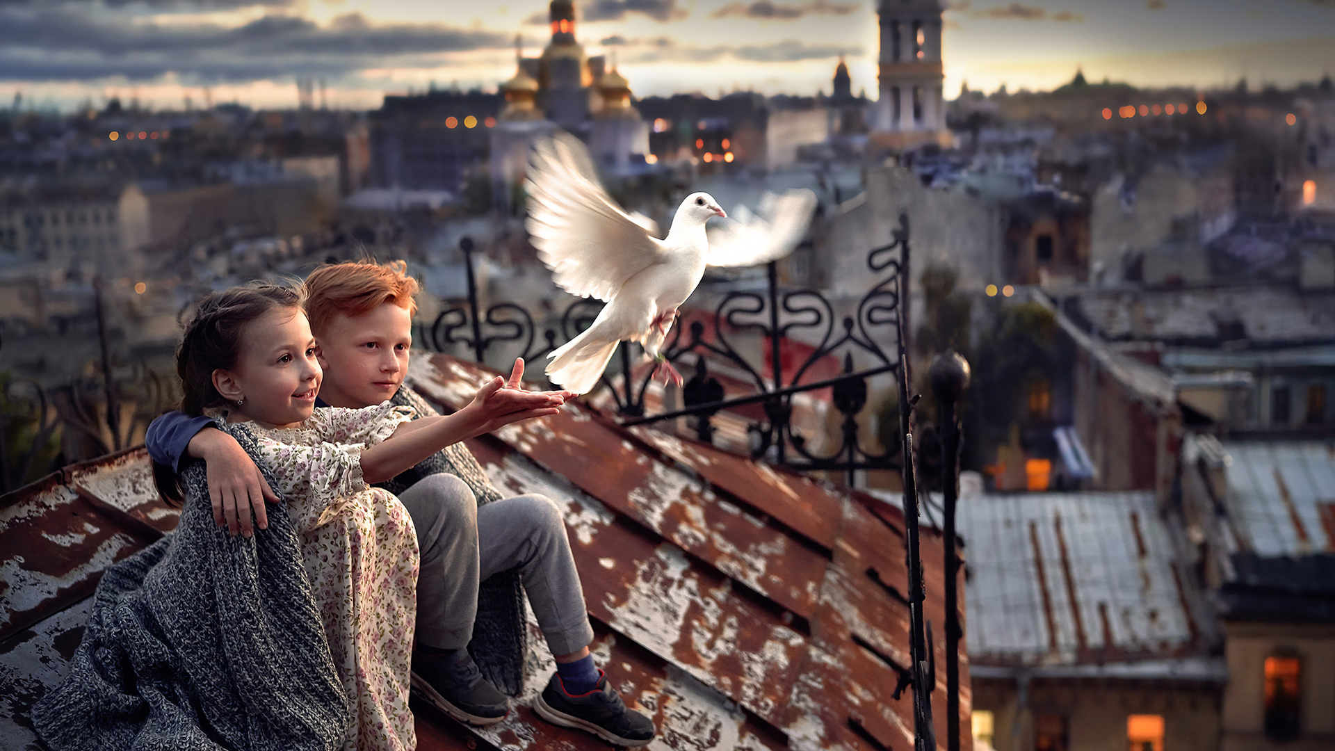 1920x1080 Little Boy And Girl Pigeon Roof 4k Laptop Full HD 1080P HD 4k  Wallpapers, Images, Backgrounds, Photos and Pictures