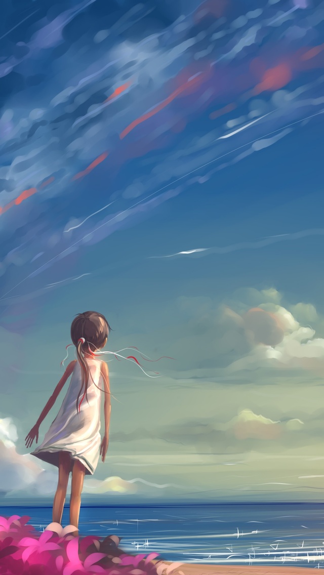640x1136 Little Girl Looking At Kite Artwork Landscape 4k iPhone 5,5c,5S,SE  ,Ipod Touch HD 4k Wallpapers, Images, Backgrounds, Photos and Pictures