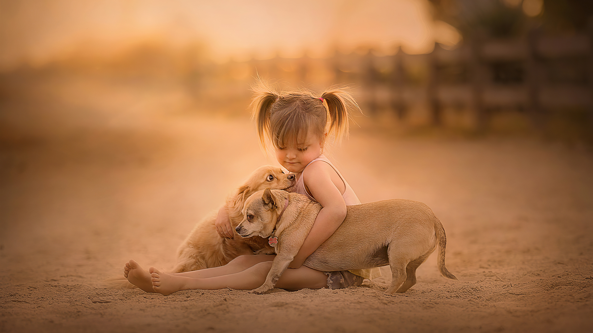 1920x1080 Little Girl With Cute Pups Laptop Full HD 1080P HD 4k Wallpapers,  Images, Backgrounds, Photos and Pictures