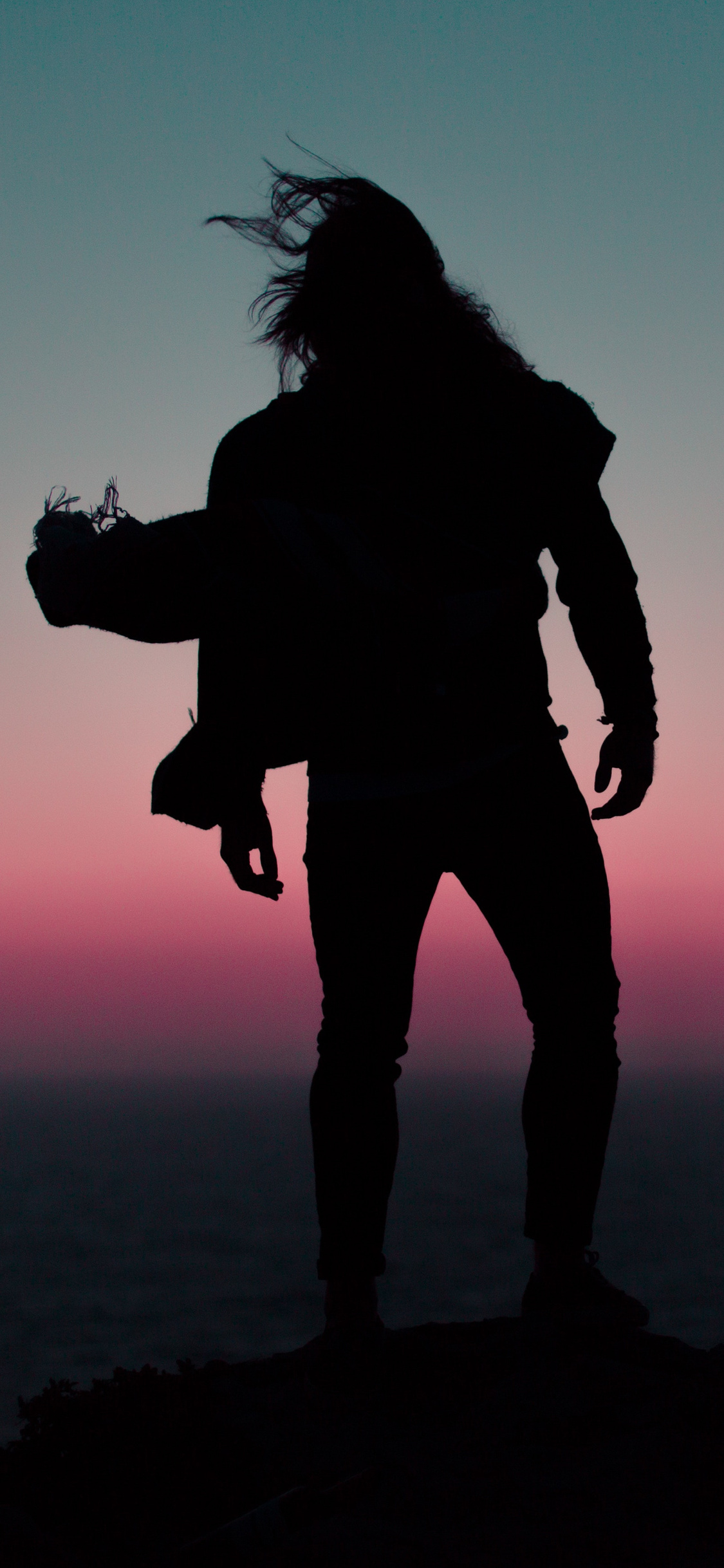 1125x2436 Long Hair Man Silhouette 5k Iphone XS,Iphone 10,Iphone X ,HD