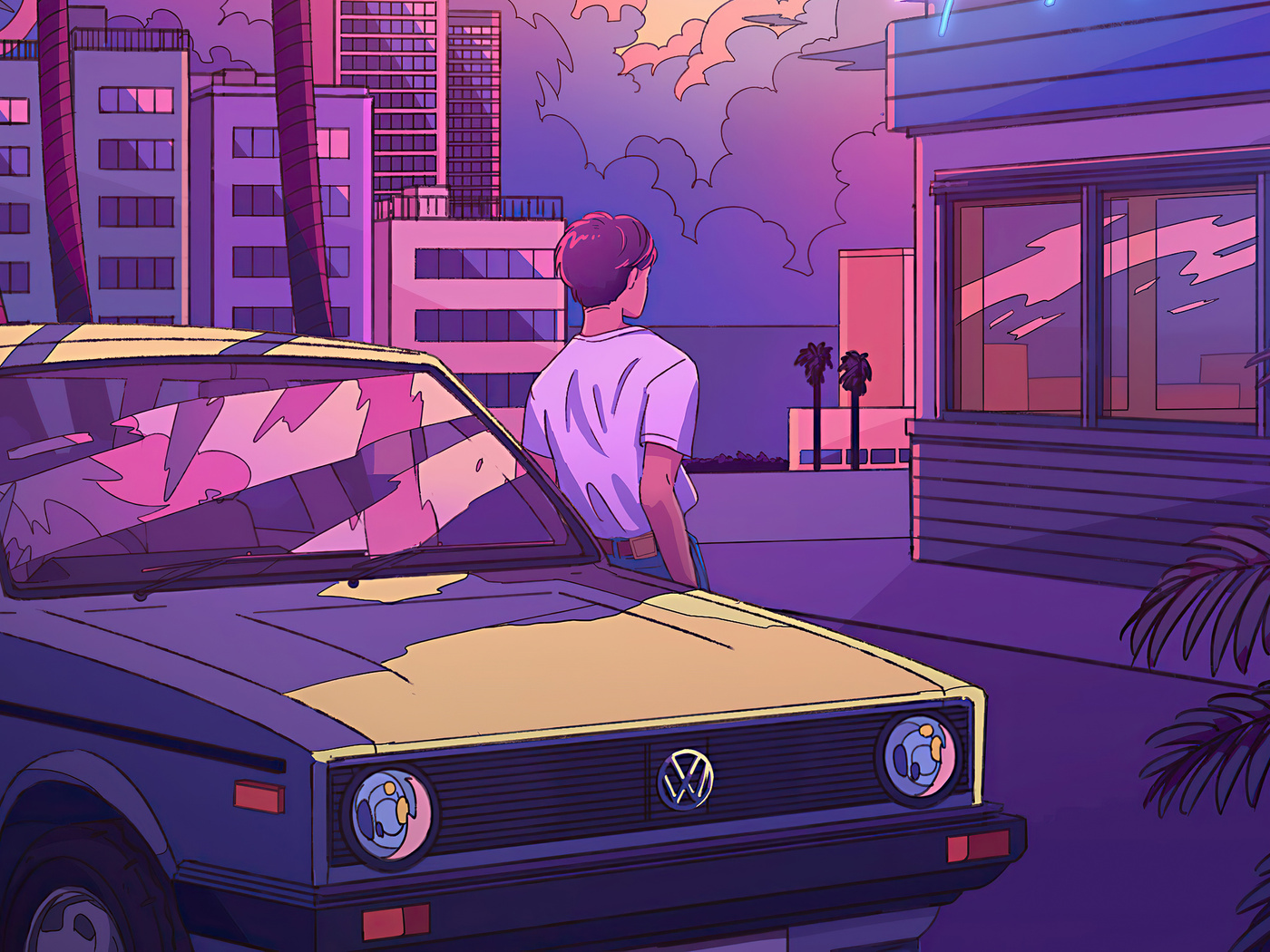 1400x1050 Los Angles Volkswagen Retrowave 4k Wallpaper,1400x1050 ...