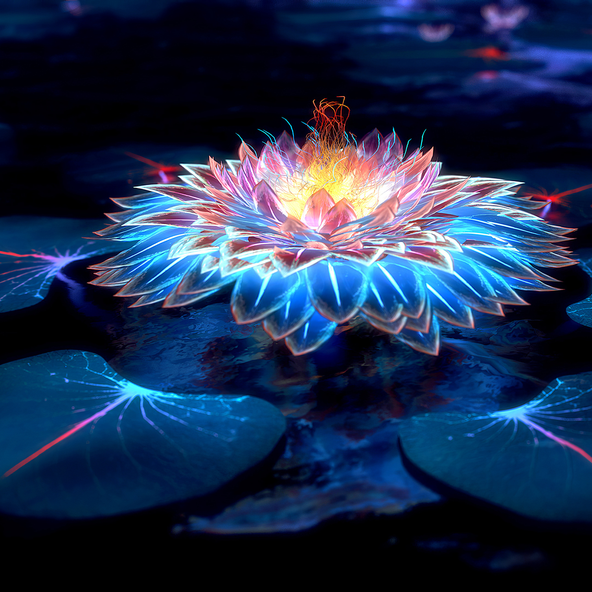 2048x2048 Lotus Flower Digital Art 4k Ipad Air HD 4k Wallpapers, Images,  Backgrounds, Photos and Pictures