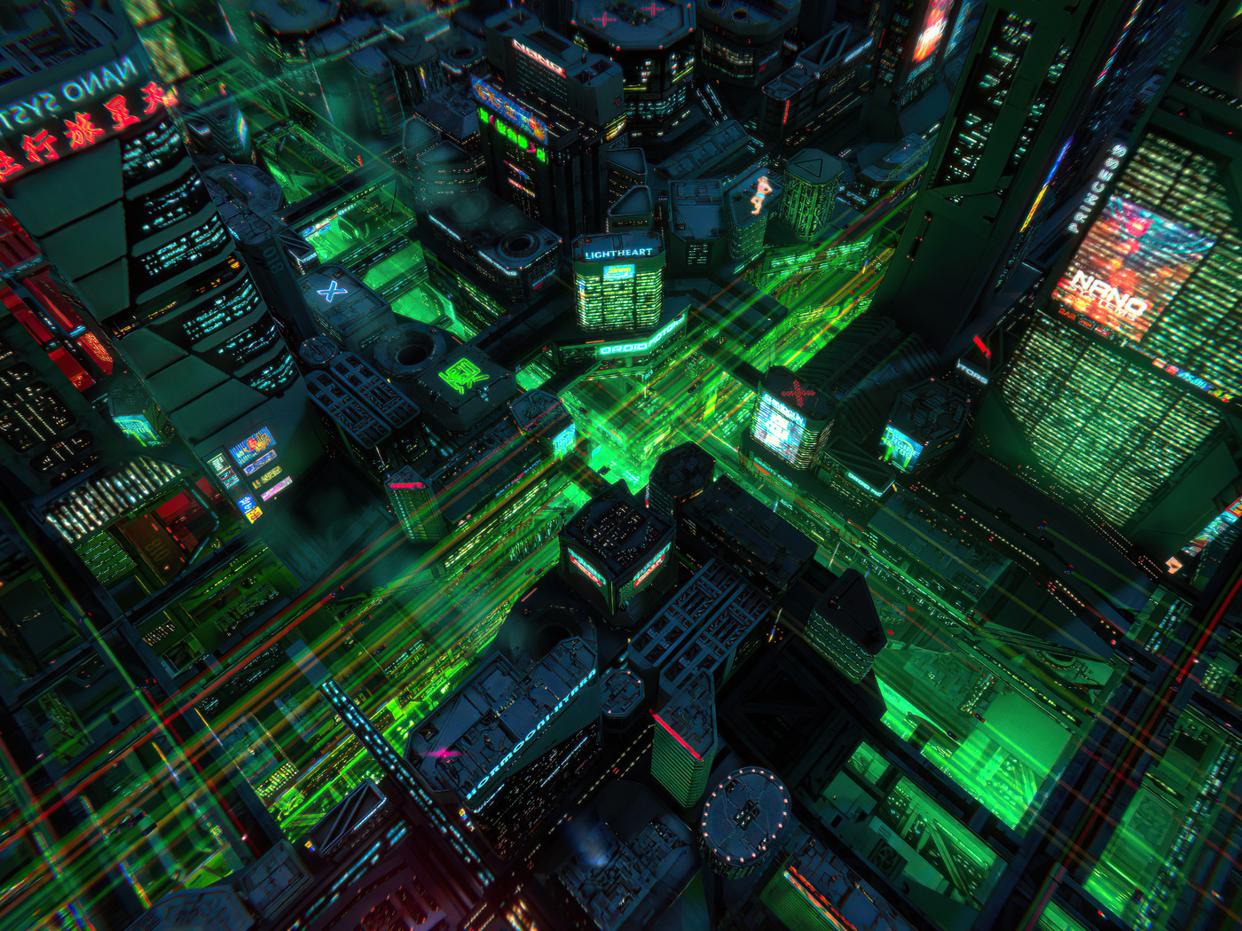 1400x1050 Low Poly Scifi City Night 5k Wallpaper,1400x1050 Resolution 