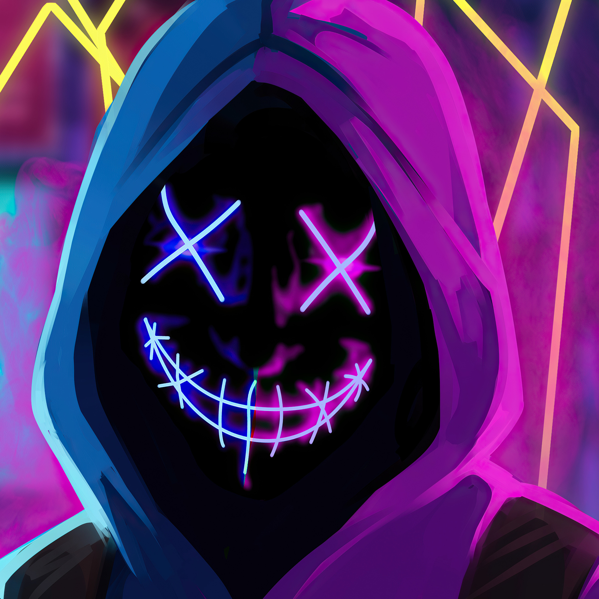 2048x2048 Mask Neon Guy Ipad Air HD 4k Wallpapers, Images, Backgrounds ...