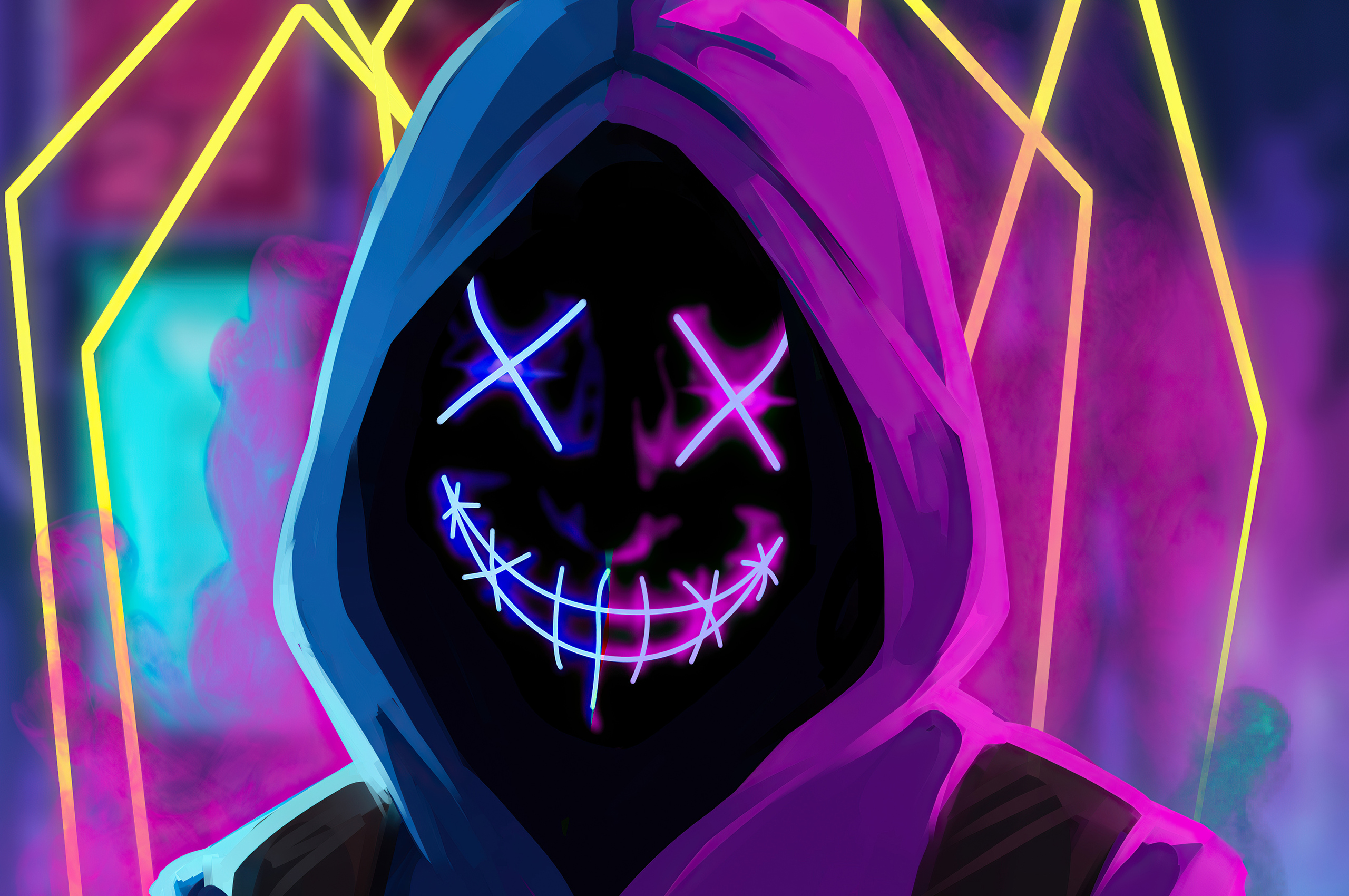 2560x1700 Mask Neon Guy Chromebook Pixel Hd 4k Wallpapers Images Backgrounds Photos And Pictures