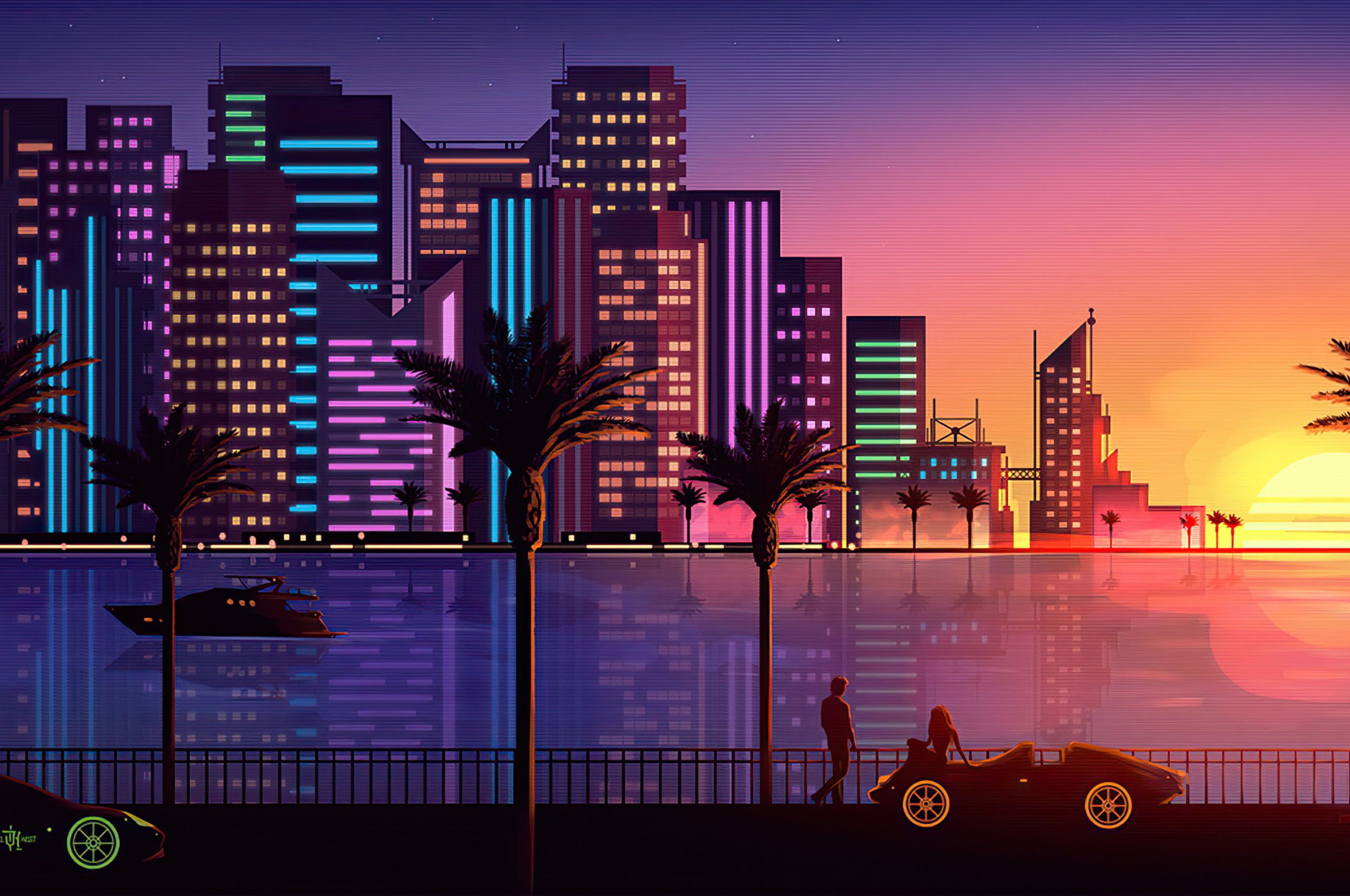 Miami Sunset Artistic 4k In 2560x1700 Resolution. 