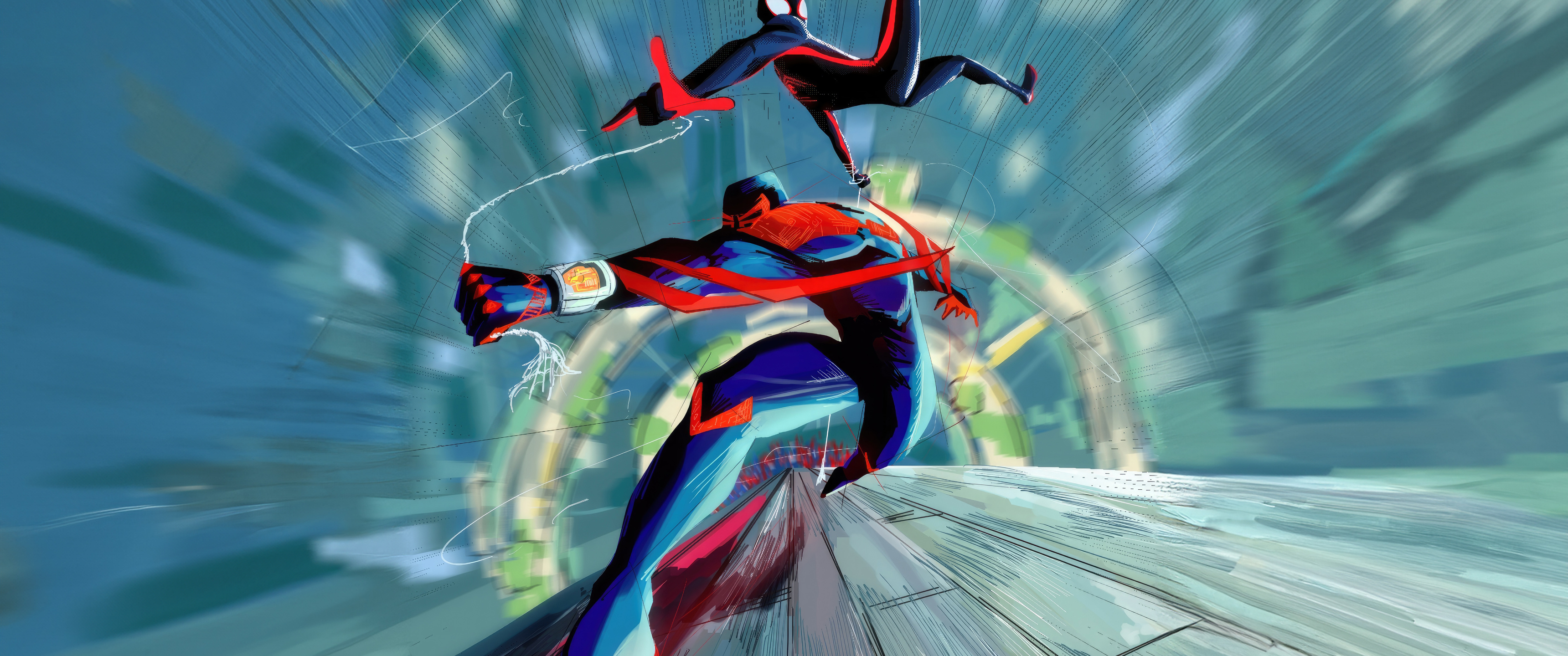 3440x1440 Miles Morales And Spider Man 2099 Takes Flight UltraWide Quad ...