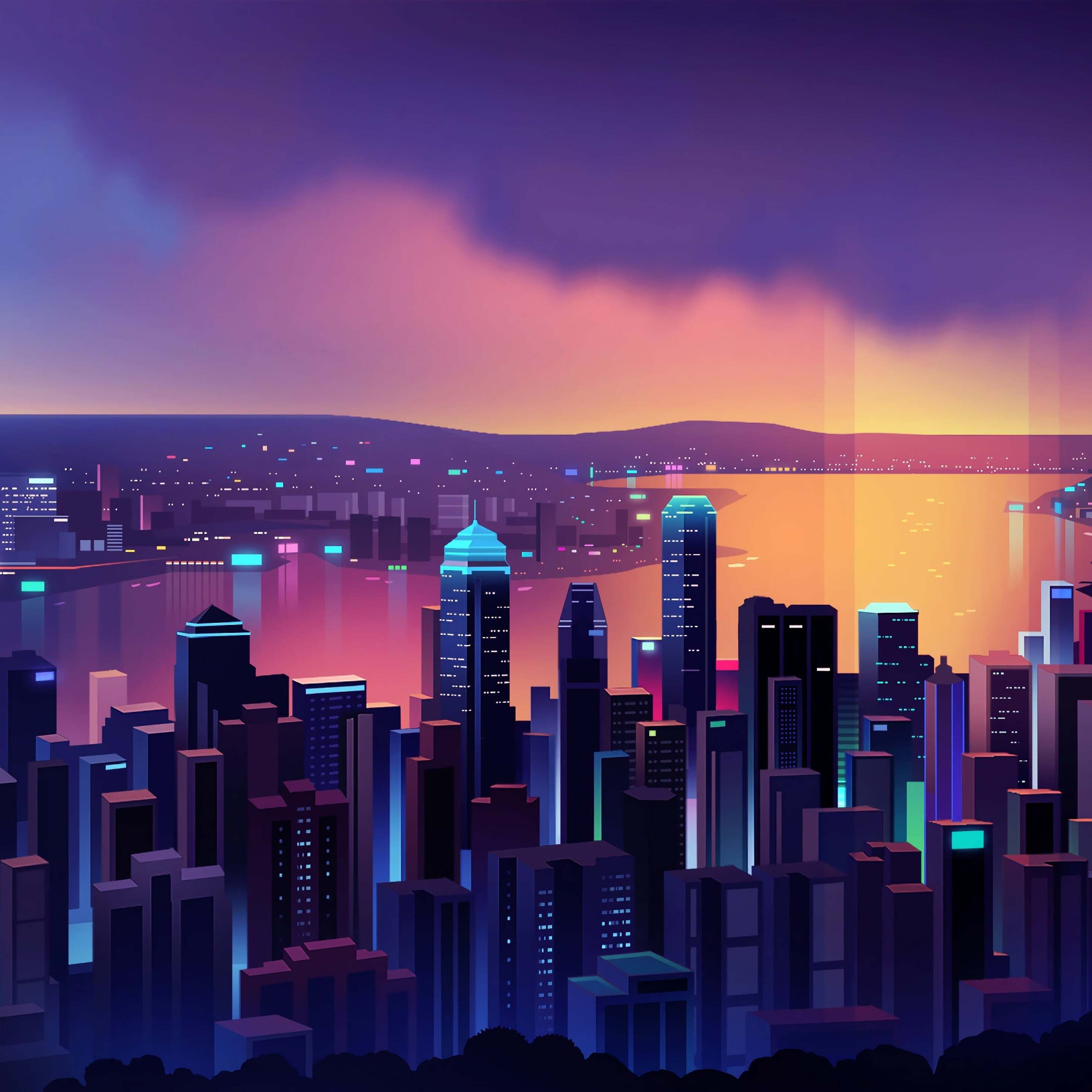 2932x2932 Modern City At Dusk Buildings Lights 4k Ipad Pro Retina Display  HD 4k Wallpapers, Images, Backgrounds, Photos and Pictures