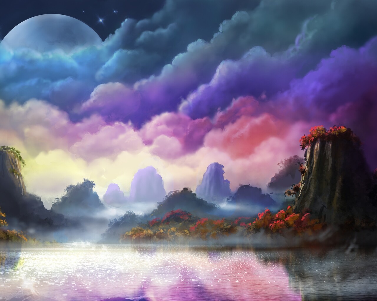 1280x1024 Moon Fantasy Sky Landscape 1280x1024 Resolution Hd 4k Wallpapers Images Backgrounds Photos And Pictures