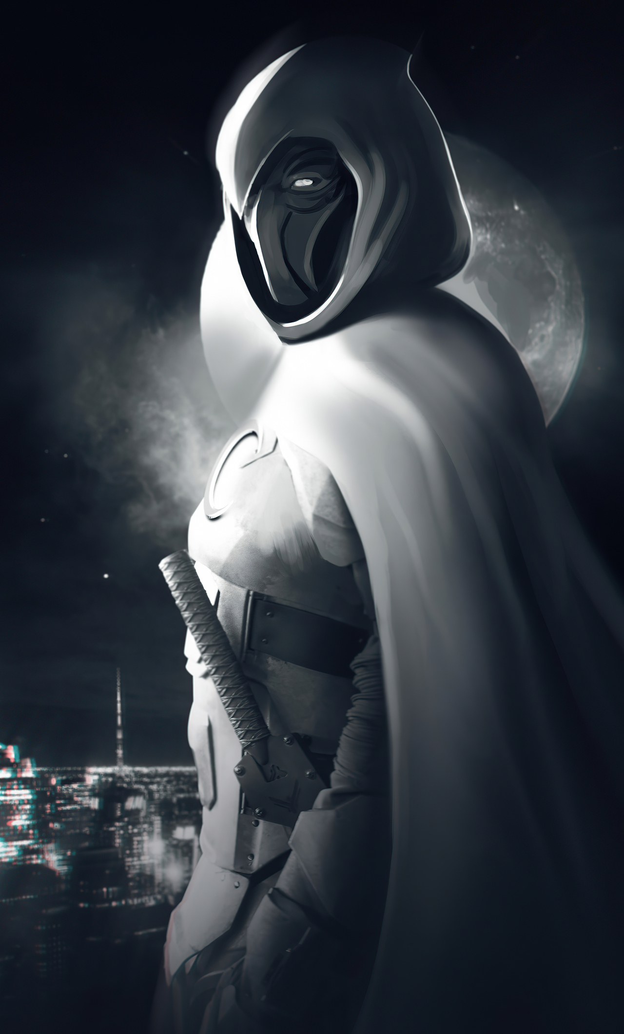 1280x2120 Moon Knight Monochrome 4k iPhone 6+ HD 4k Wallpapers, Images,  Backgrounds, Photos and Pictures