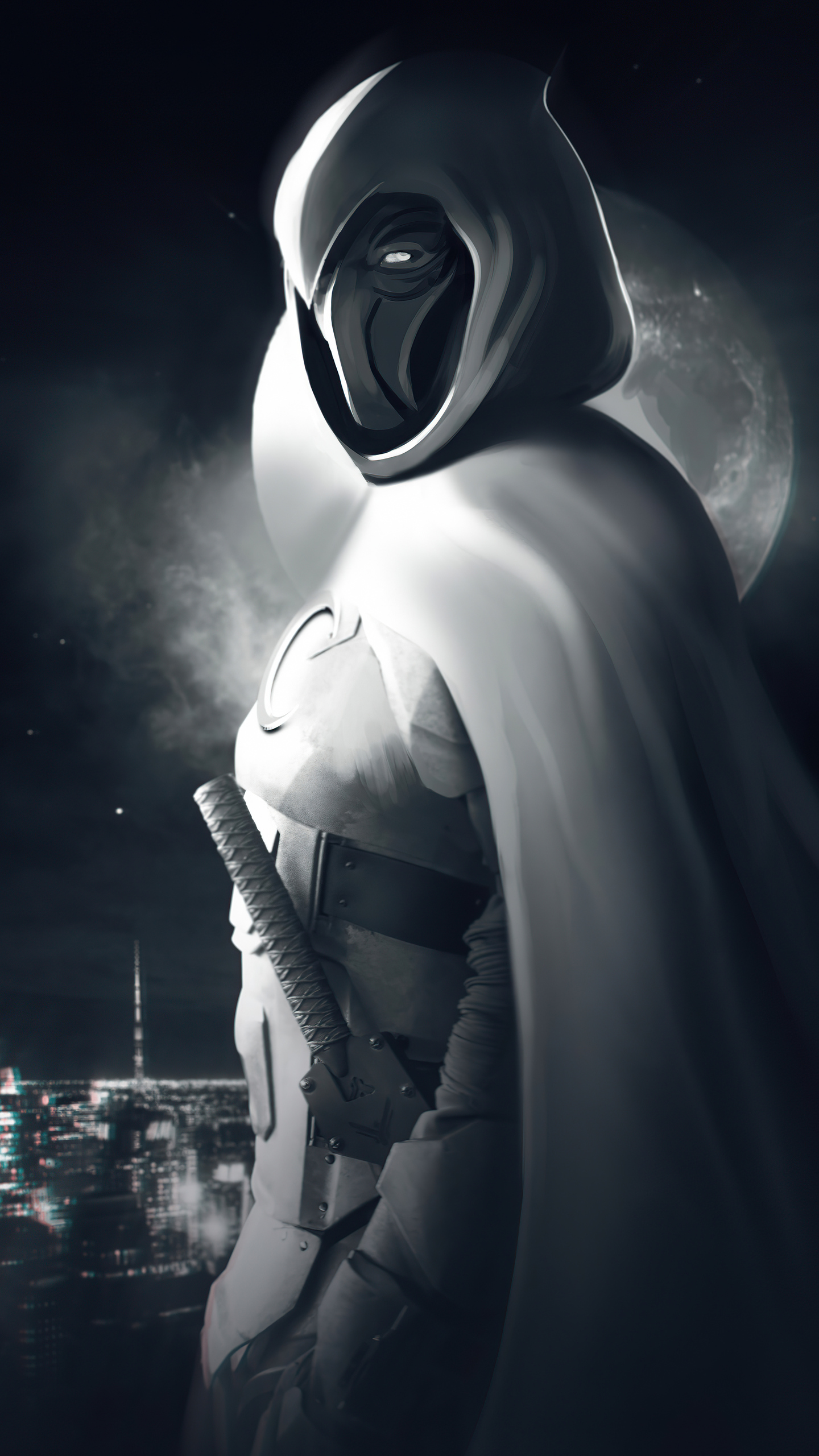 1440x2560 Moon Knight Monochrome 4k Samsung Galaxy S6,S7 ,Google Pixel XL  ,Nexus 6,6P ,LG G5 HD 4k Wallpapers, Images, Backgrounds, Photos and  Pictures