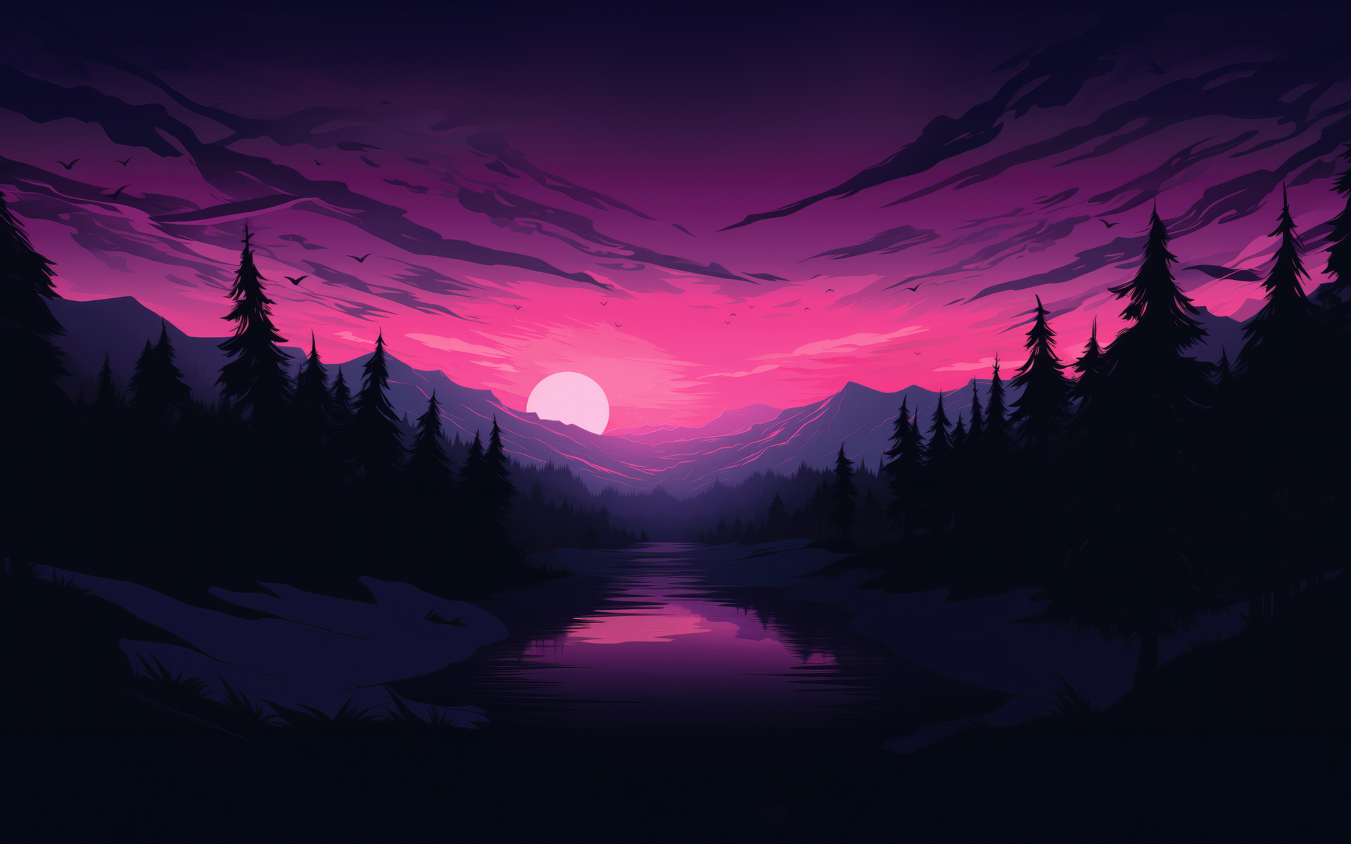 1920x1200 Morning In Snowy Mountains Synthwave Style 1080P Resolution ...