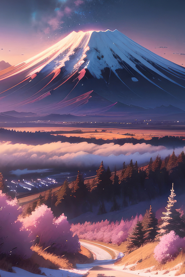 Download wallpapers Mount Fuji, evening, sunset, mountain landscape, red  leaves, Fujisan, stratovolcano, Japan for desktop free. Pictures for  desktop free