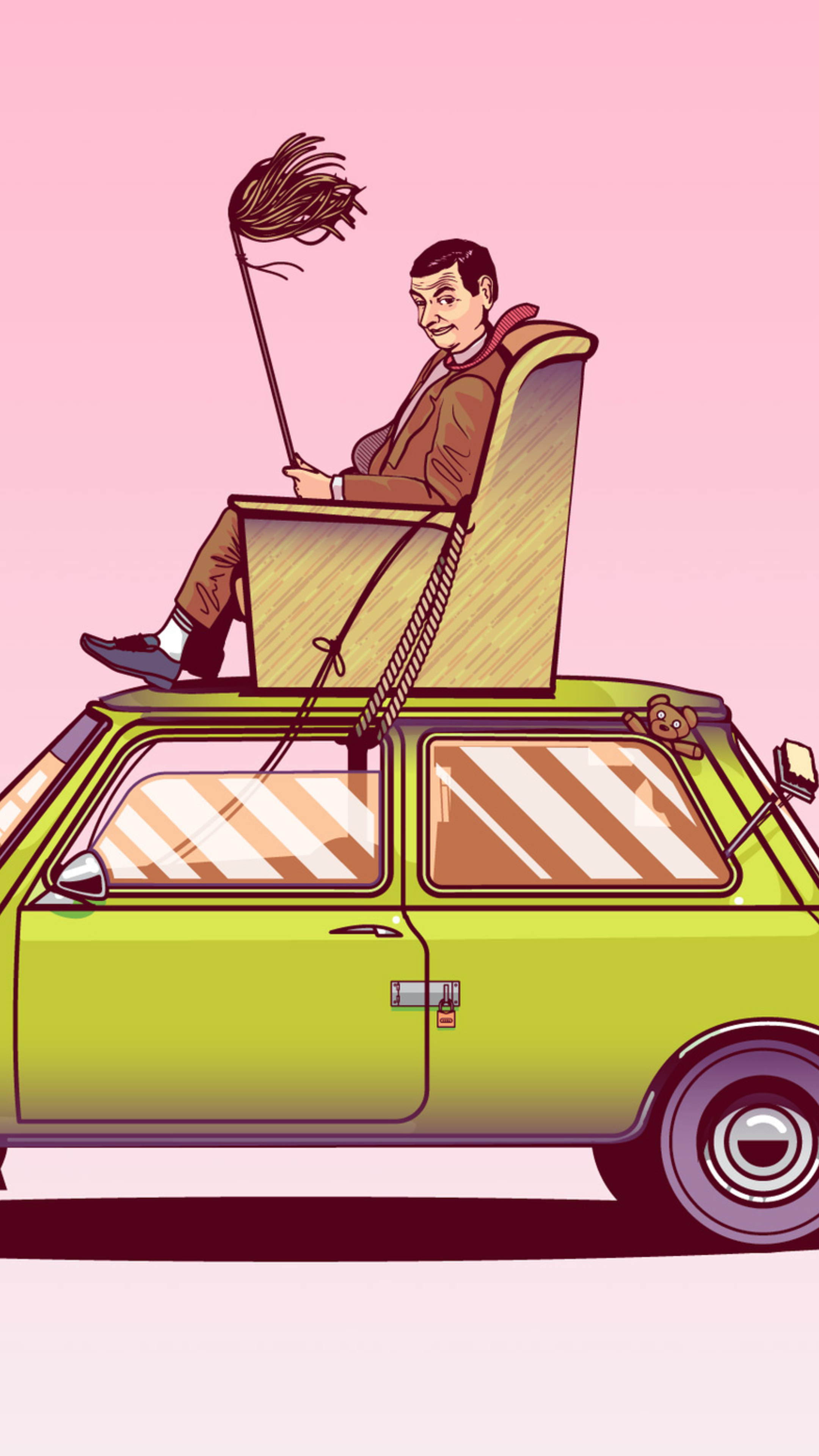 2160x3840 Mr Bean Sitting On Top Of His Car Vector Art Sony Xperia X,XZ,Z5  Premium HD 4k Wallpapers, Images, Backgrounds, Photos and Pictures