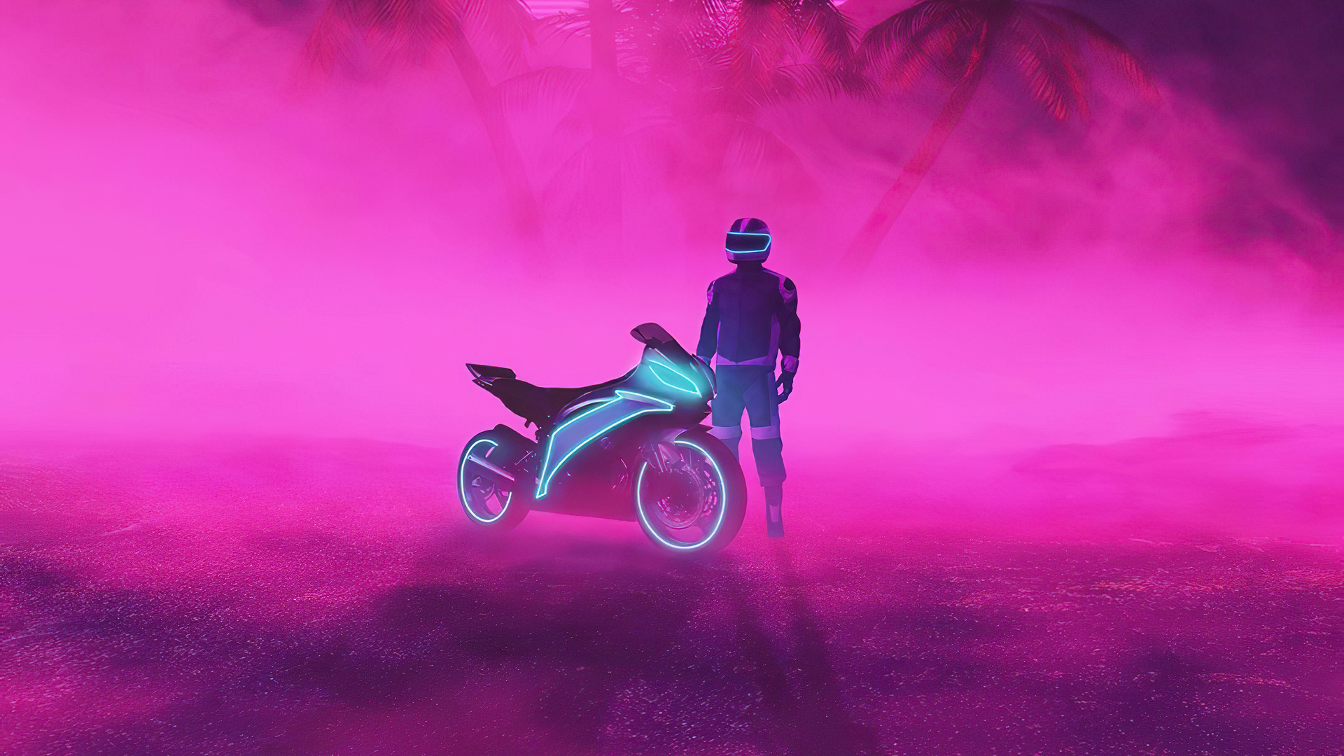 Neon Biker Boy HD Wallpaper 