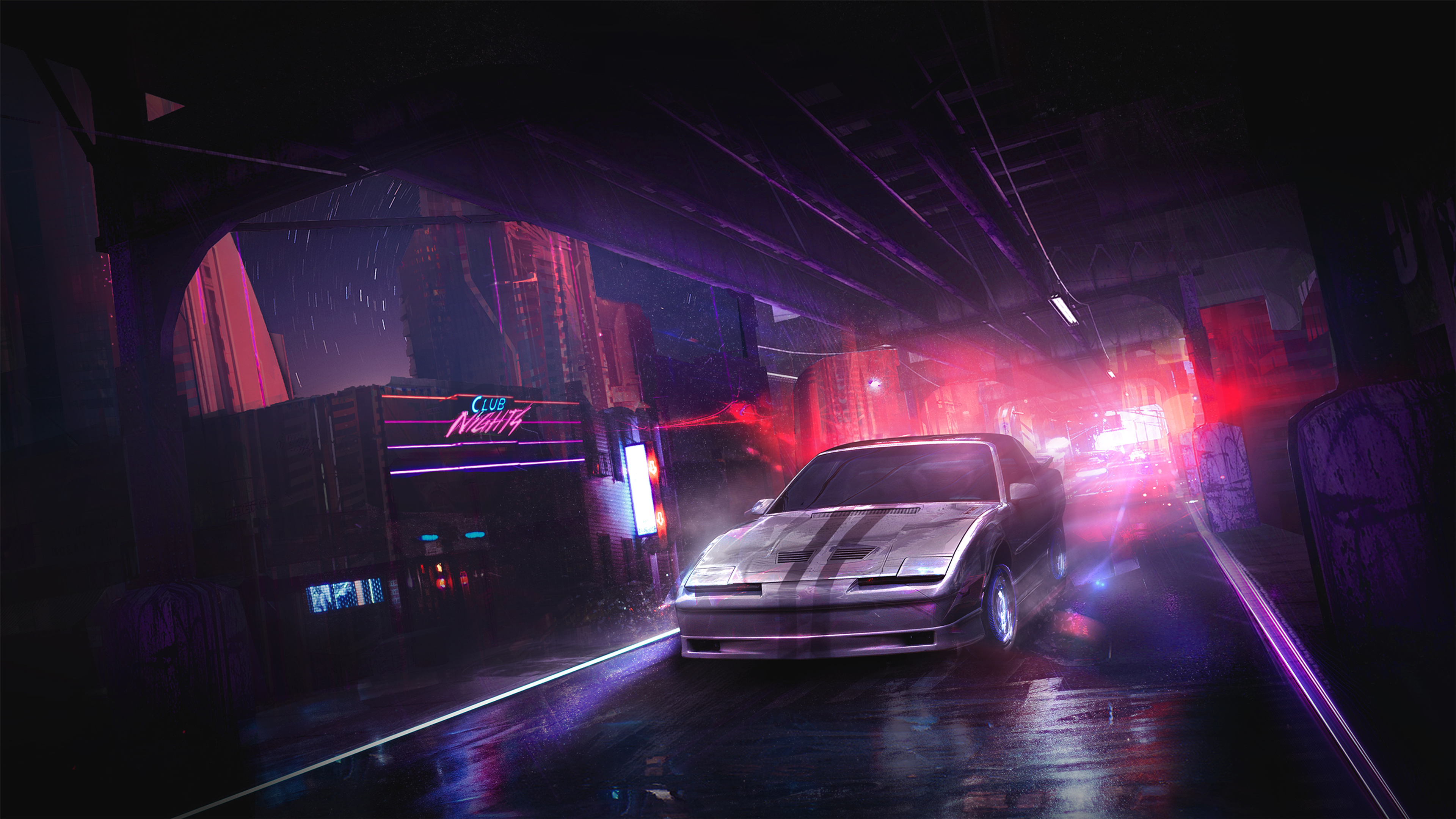 3840x2160 Neon Car Artwork Digital Pink Purple Neon Photomanipulation ...