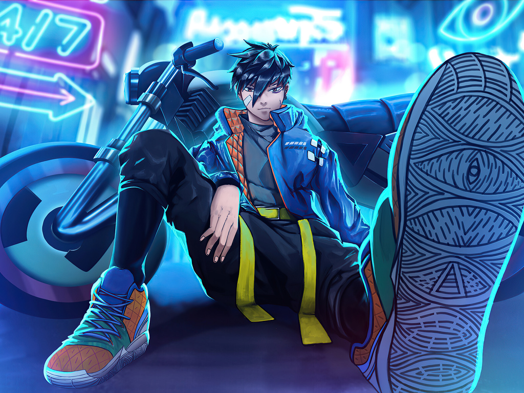 1024x768 Neon City Biker Boy 4k 1024x768 Resolution HD 4k Wallpapers ...