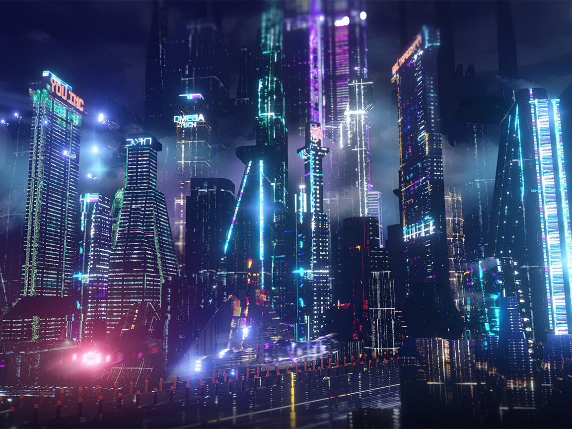 1152x864 Neon City Lights 4k 1152x864 Resolution HD 4k Wallpapers ...