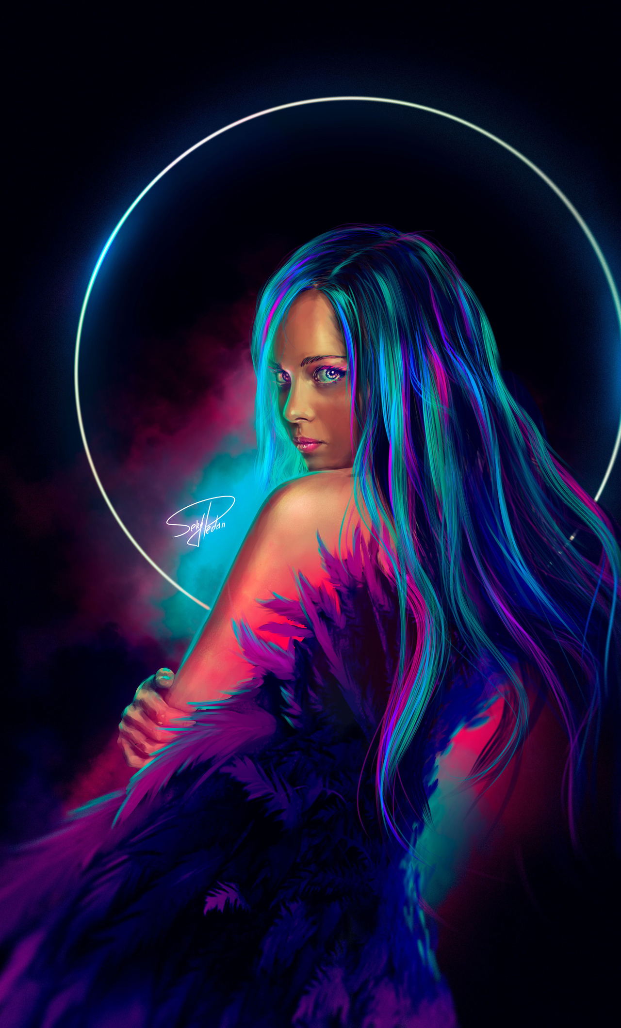 1280x2120 Neon Girl Digital Art Iphone 6 Hd 4k Wallpapersimagesbackgroundsphotos And Pictures 8928