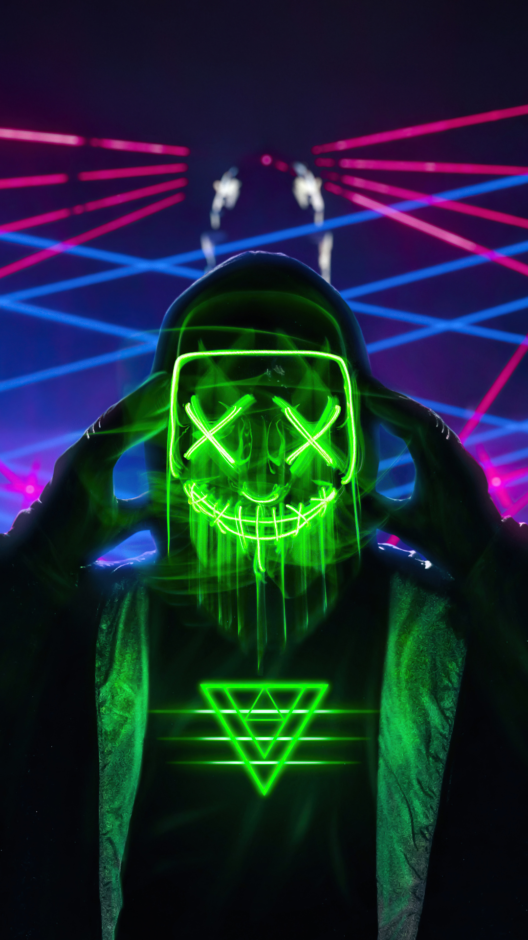 1080x1920 Neon Green Mask Triangle Guy 4k Iphone 7,6s,6 Plus, Pixel xl ,One  Plus 3,3t,5 HD 4k Wallpapers, Images, Backgrounds, Photos and Pictures