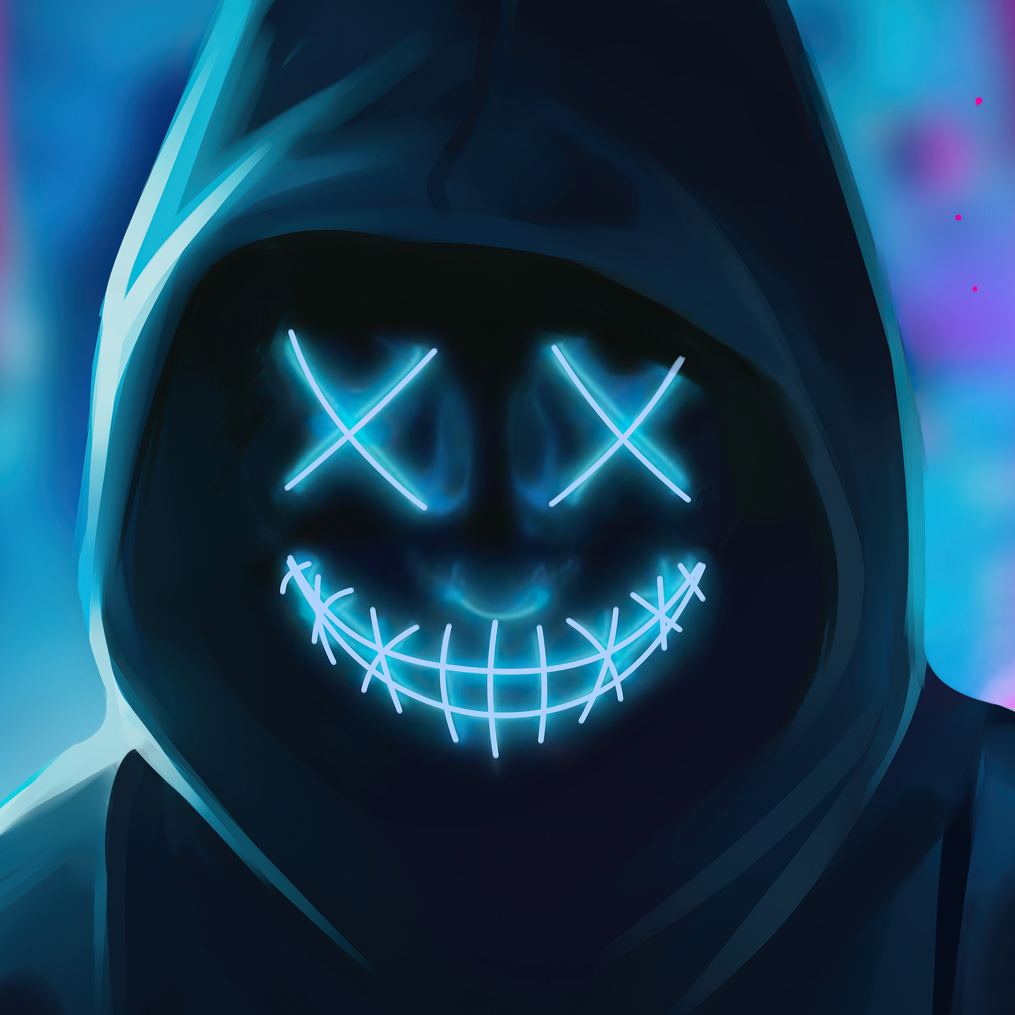 2048x2048 Neon Guy Mask Smiling 4k Ipad Air HD 4k Wallpapers, Images ...