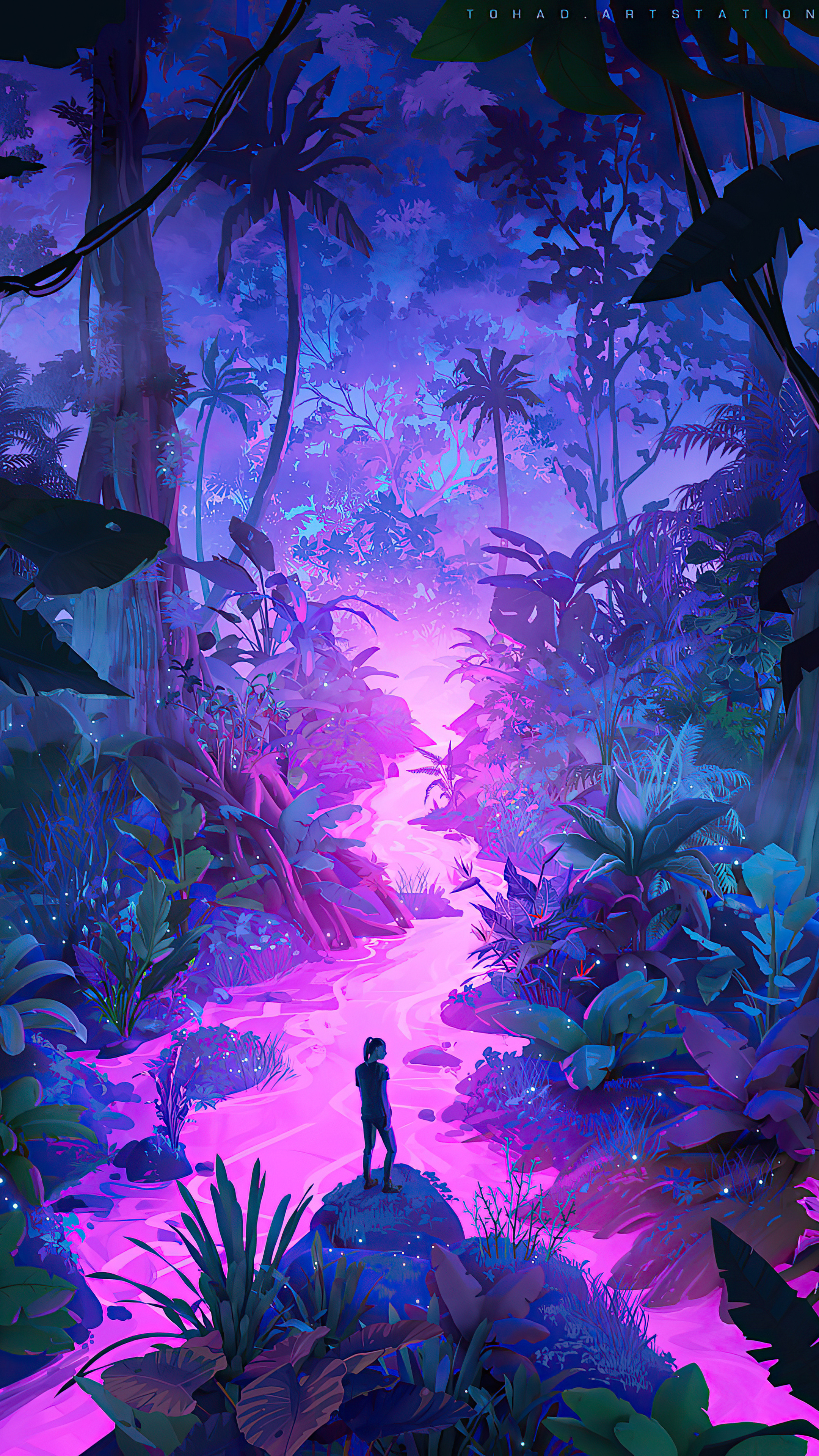 2160x3840 Neon Jungle Art 4k Sony Xperia X,XZ,Z5 Premium