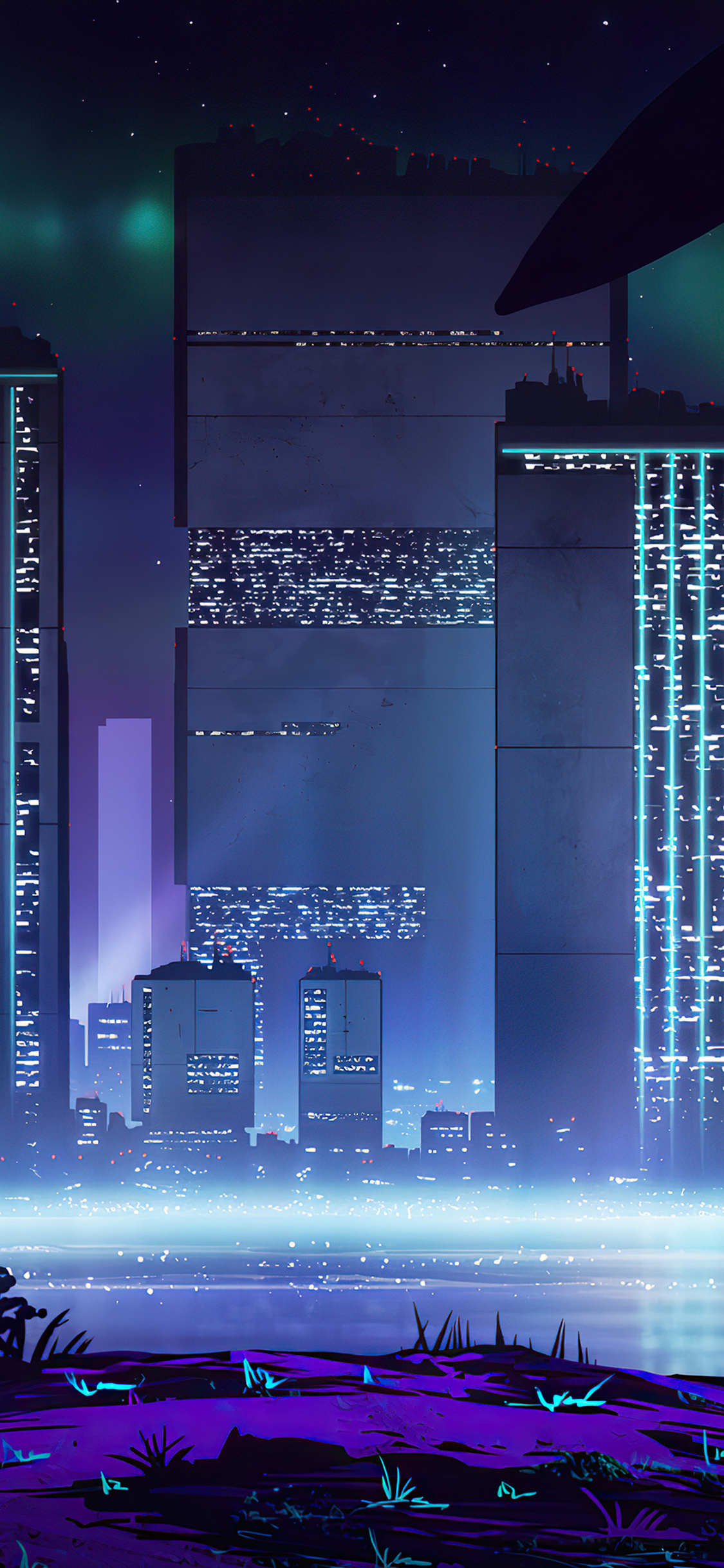 Download Neon City Lights Cyberpunk iPhone X Wallpaper