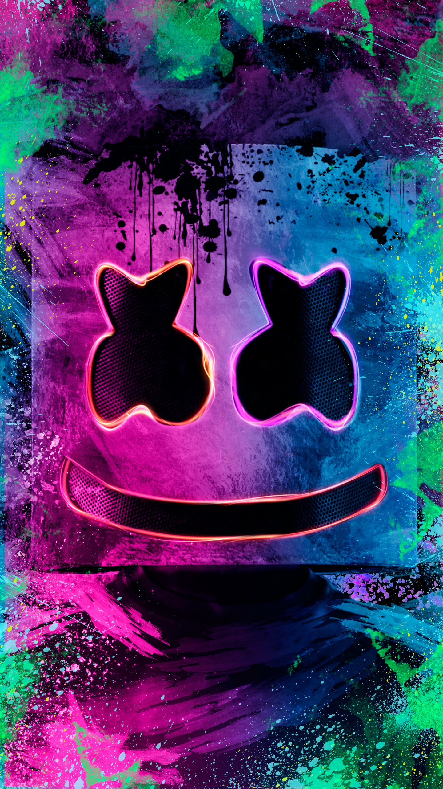 1440x2560 Neon Marshmello Helmet Samsung Galaxy S6 S7 Google Pixel Xl Nexus 6 6p Lg G5 Hd 4k Wallpapers Images Backgrounds Photos And Pictures
