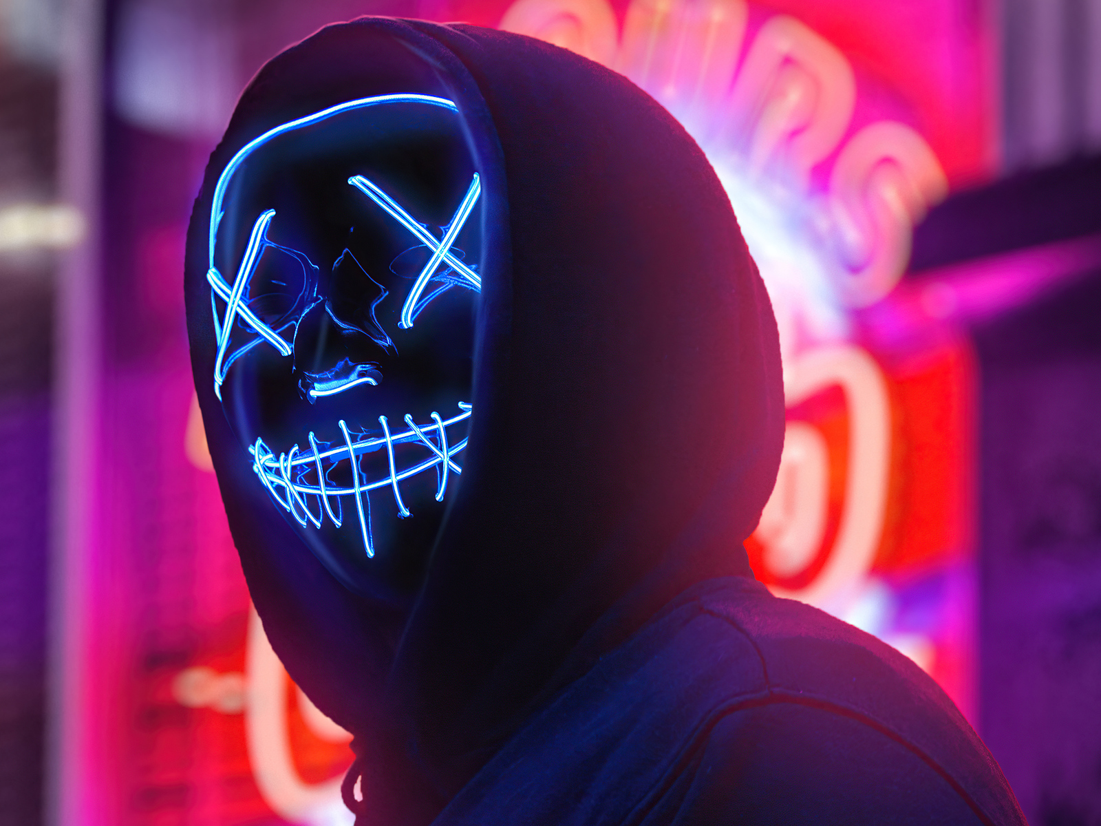 1600x1200 Neon Mask Boy City 4k 1600x1200 Resolution HD 4k Wallpapers,  Images, Backgrounds, Photos and Pictures