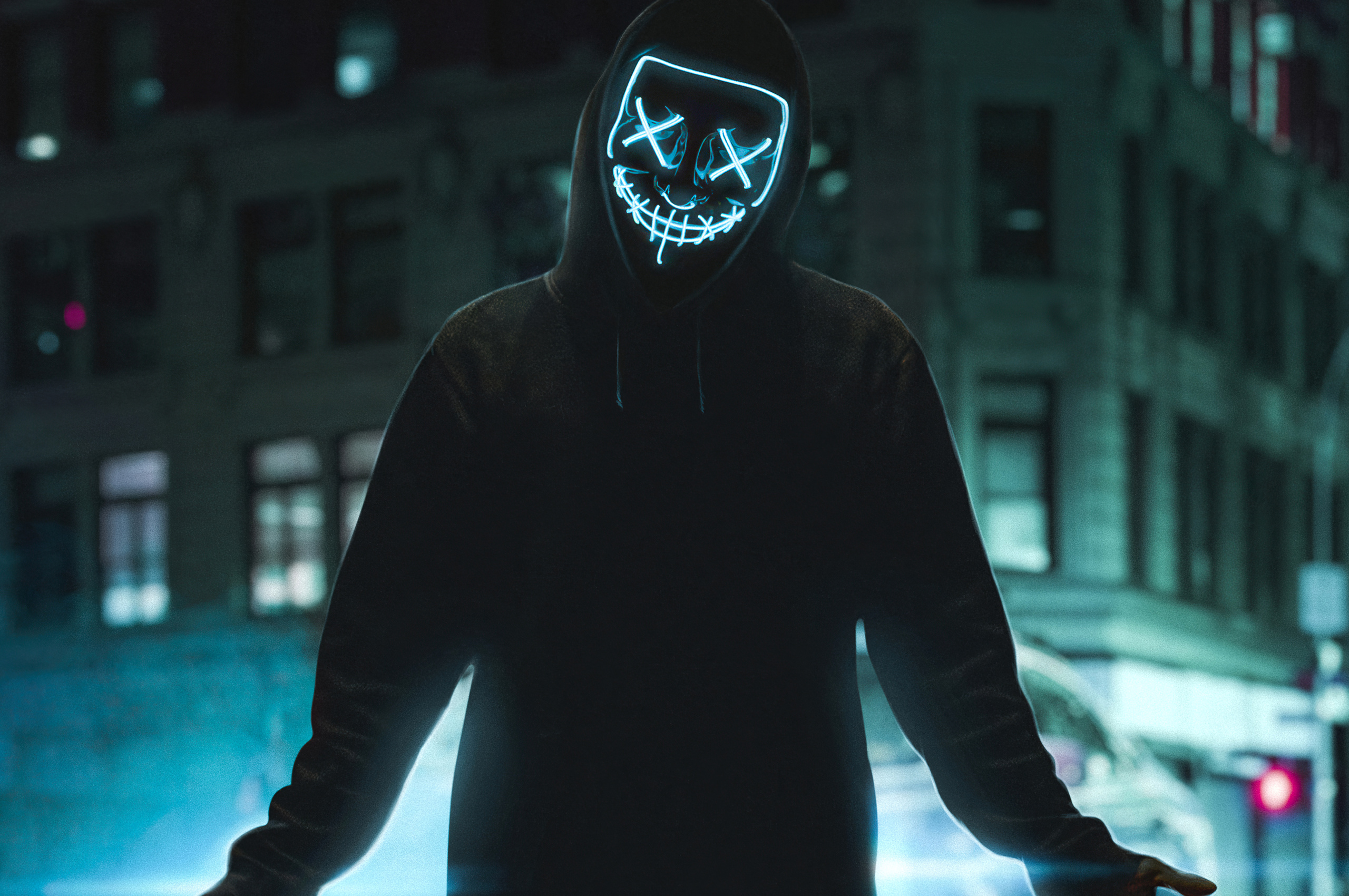 2560x1700 Neon Mask Guy Street 4k Chromebook Pixel HD 4k Wallpapers ...