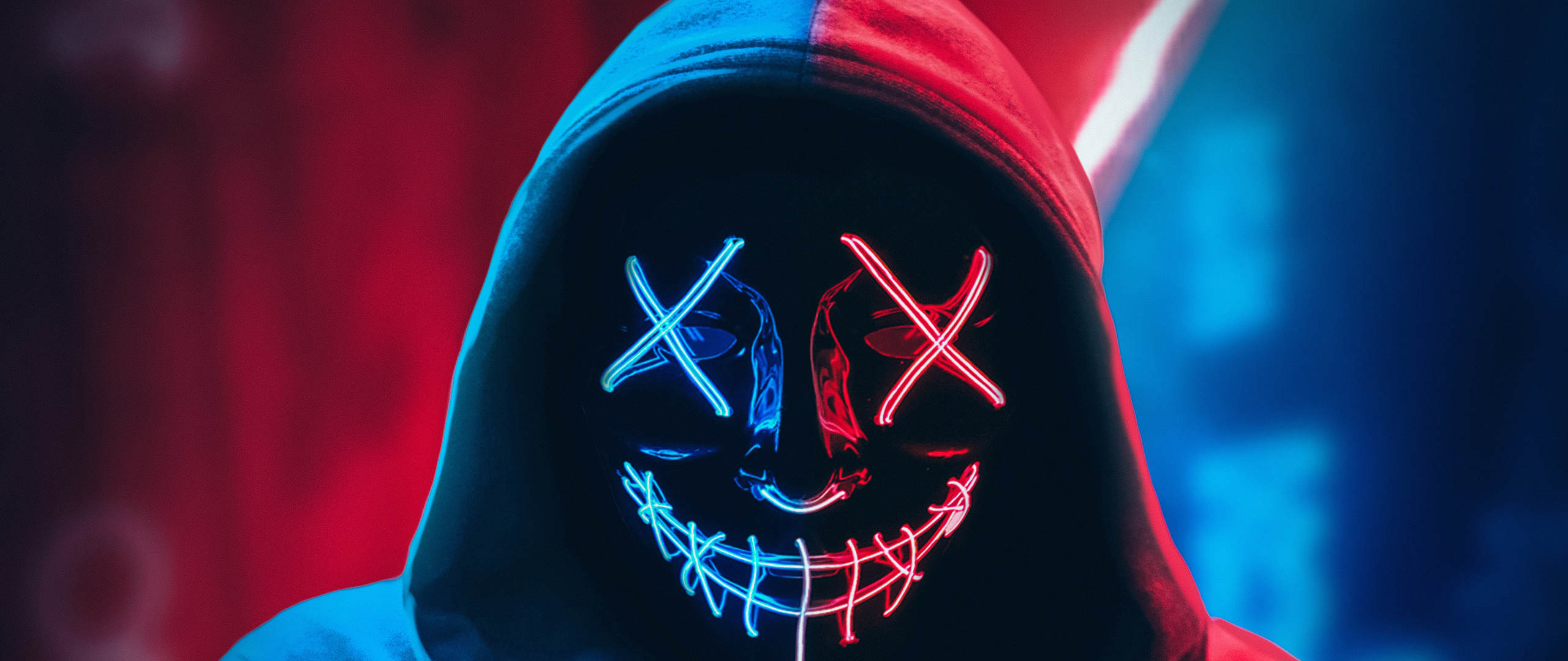 2560x1080 Neon Mask Hoodie 4k Wallpaper,2560x1080 Resolution HD 4k ...