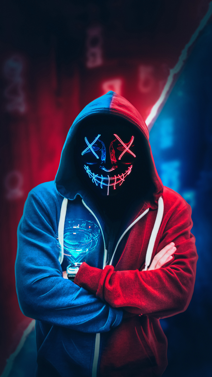 720x1280 Neon Mask Hoodie 4k Moto G,X Xperia Z1,Z3 Compact,Galaxy S3,Note  II,Nexus HD 4k Wallpapers, Images, Backgrounds, Photos and Pictures