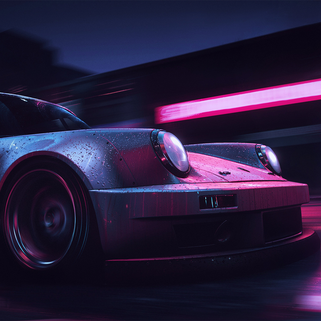 1024x1024 Neon Rush Porsche 911 Carrera RSR 1024x1024 Resolution HD 4k ...