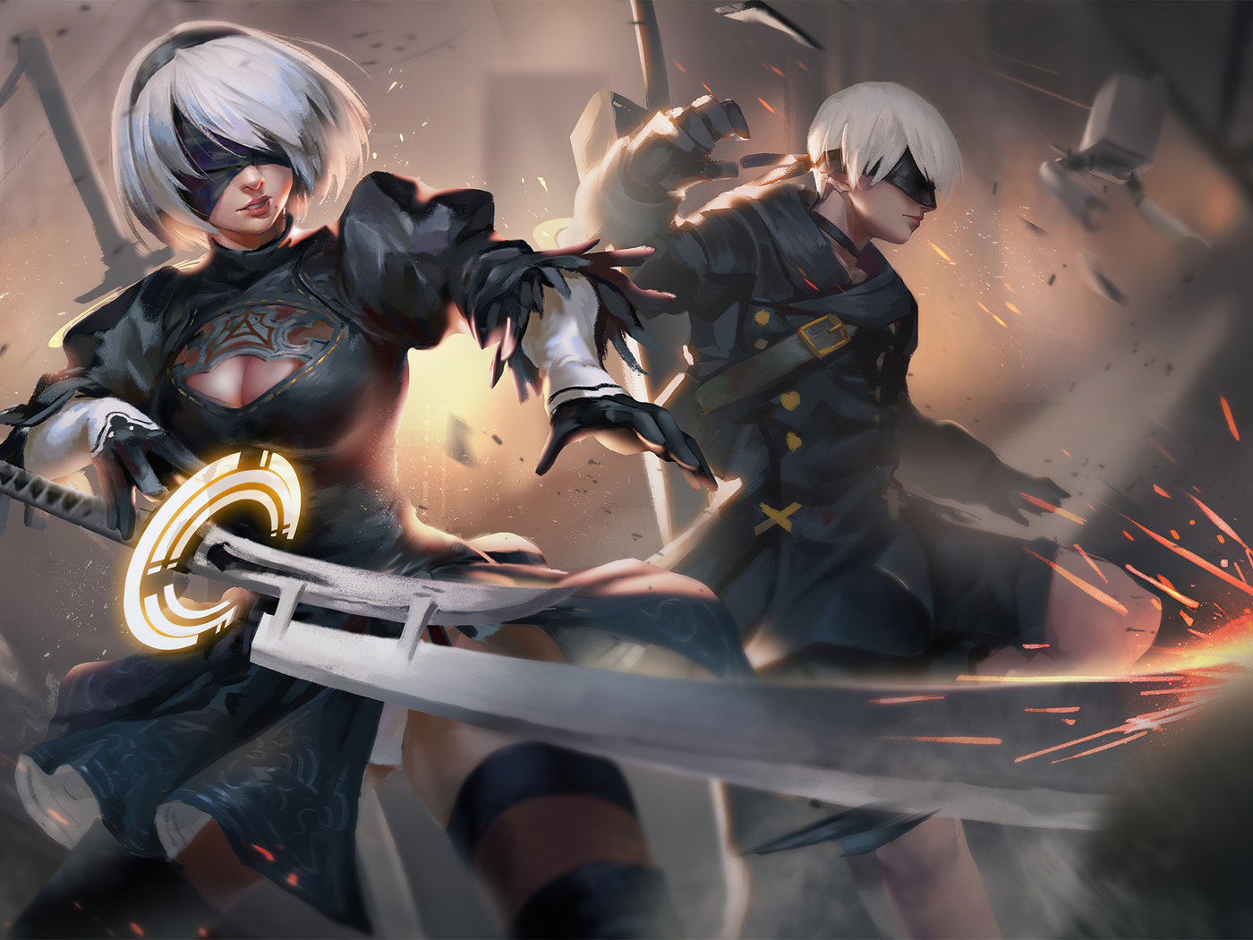 Nier Automata 2b And 9s In 1400x1050 Resolution. nier-automata-2b-and...
