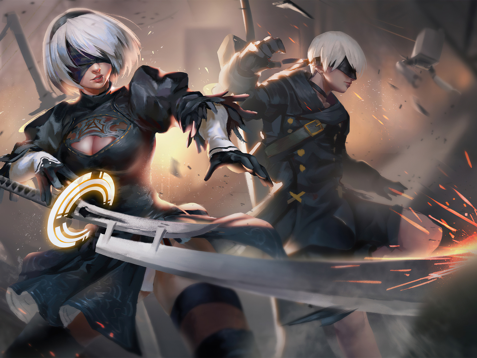 1600x1200 Nier Automata 2b And 9s 1600x1200 Resolution HD 4k Wallpapers ...