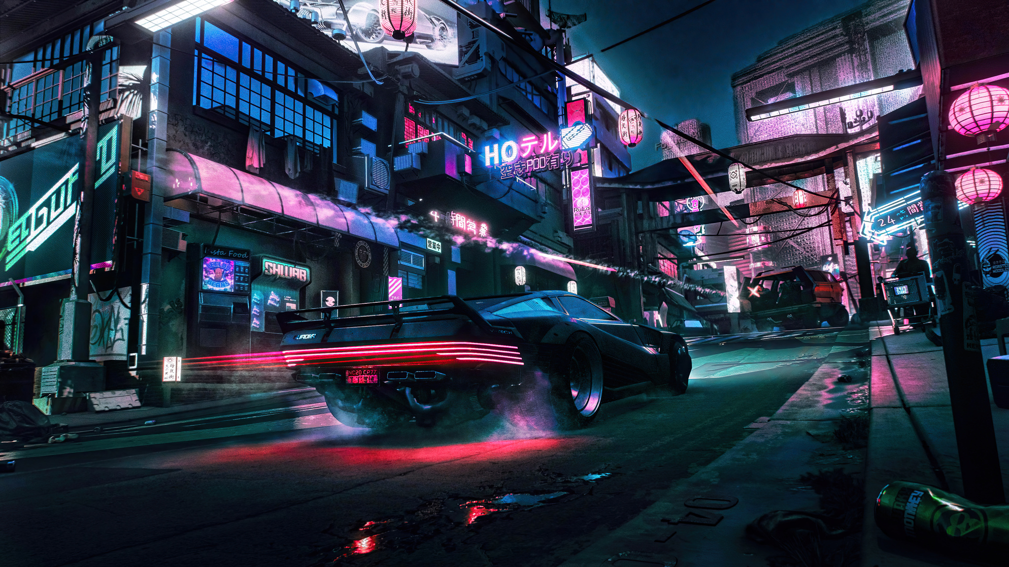 2048x1152 Night Chase In Little China Cyberpunk 2077 2048x1152