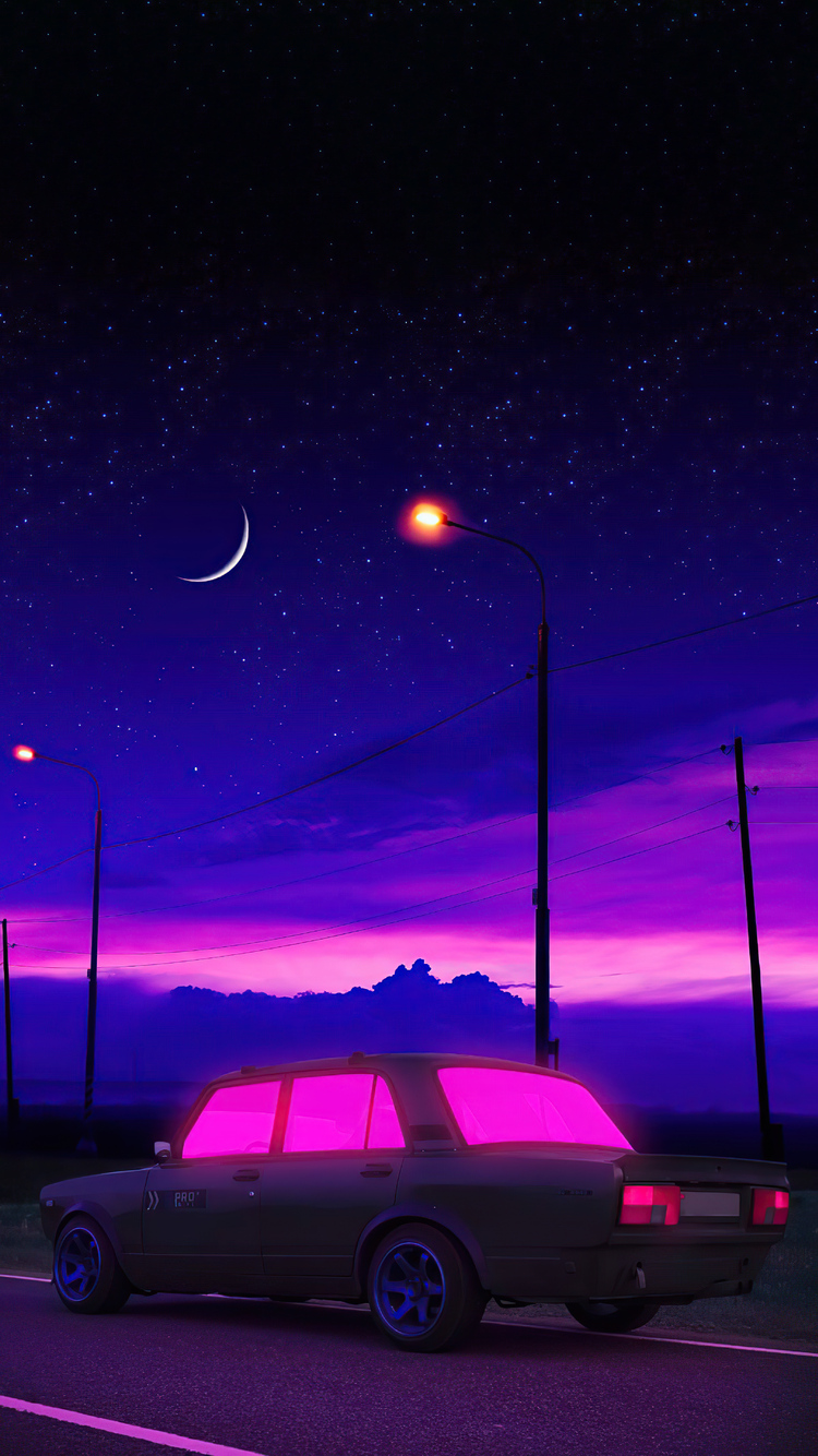 750x1334 Night Drive Synthwave 4k iPhone 6, iPhone 6S, iPhone 7 ,HD 4k ...