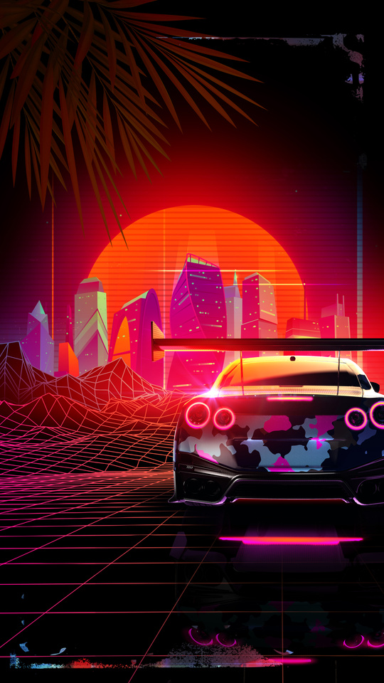 540x960 Nissan Gtr Retrowave 4k Wallpaper,540x960 Resolution HD 4k ...