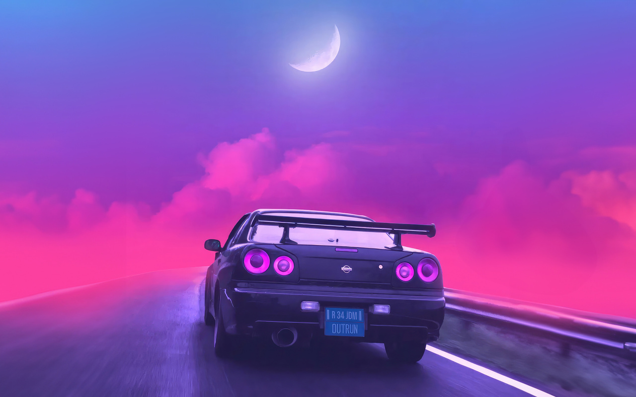 1280x800 Nissan Gtr Synthwave 720p ,hd 4k Wallpapers,images,backgrounds 