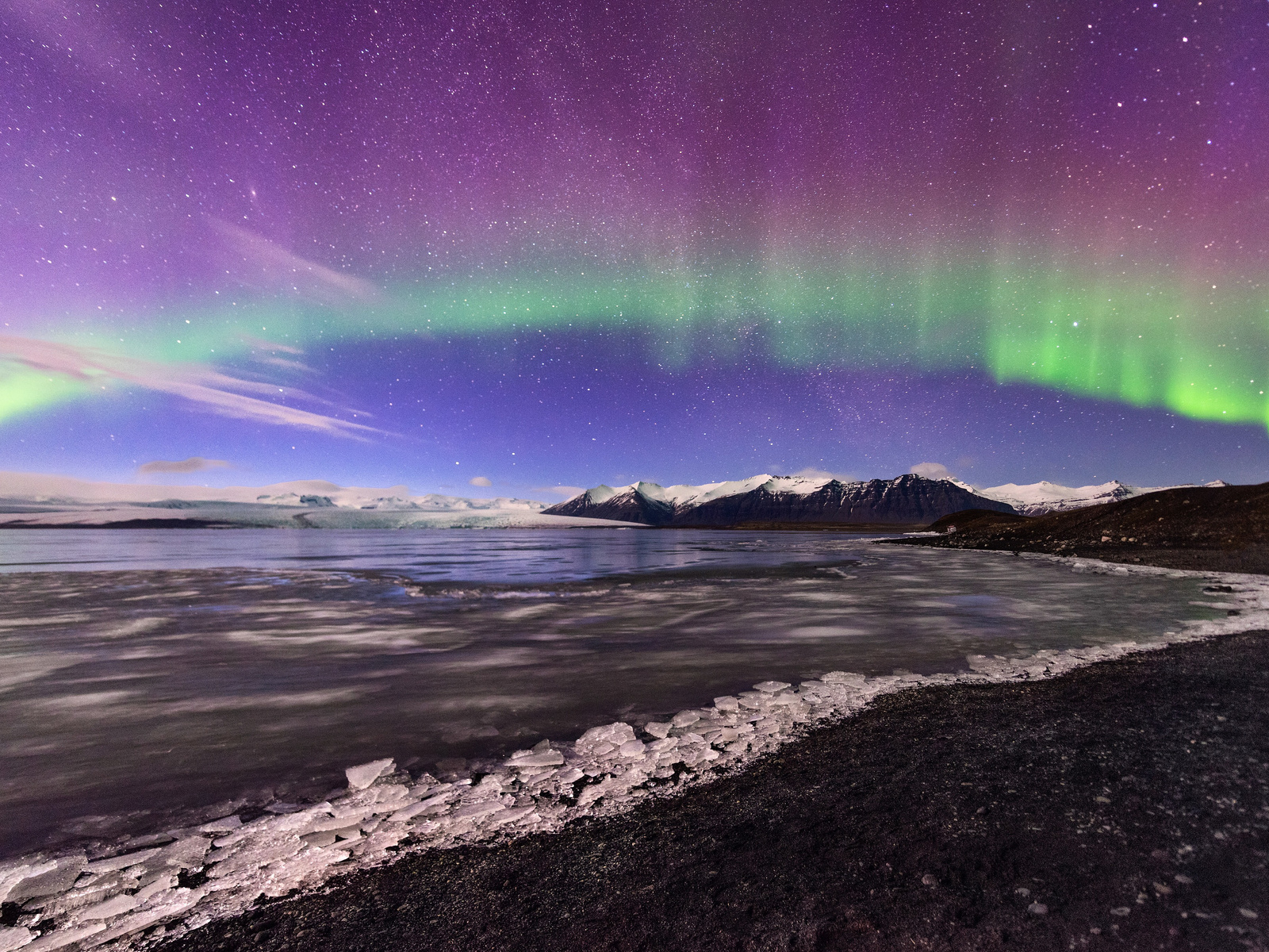 1600x1200 Northern Lights Aurora Glacier Landscape 4k Wallpaper ...