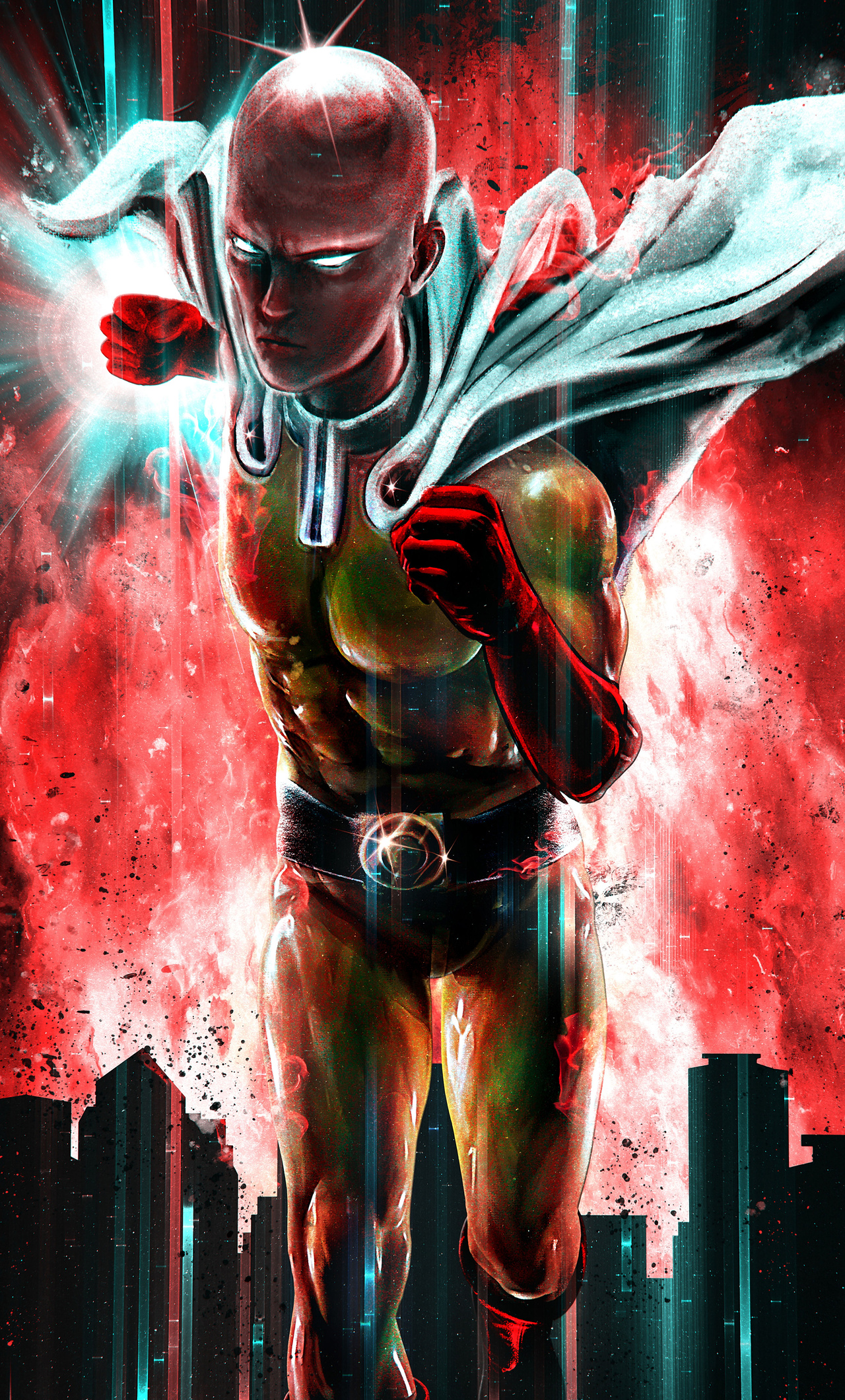 One-Punch Man Saitama Red Wallpaper - Anime Wallpaper iPhone