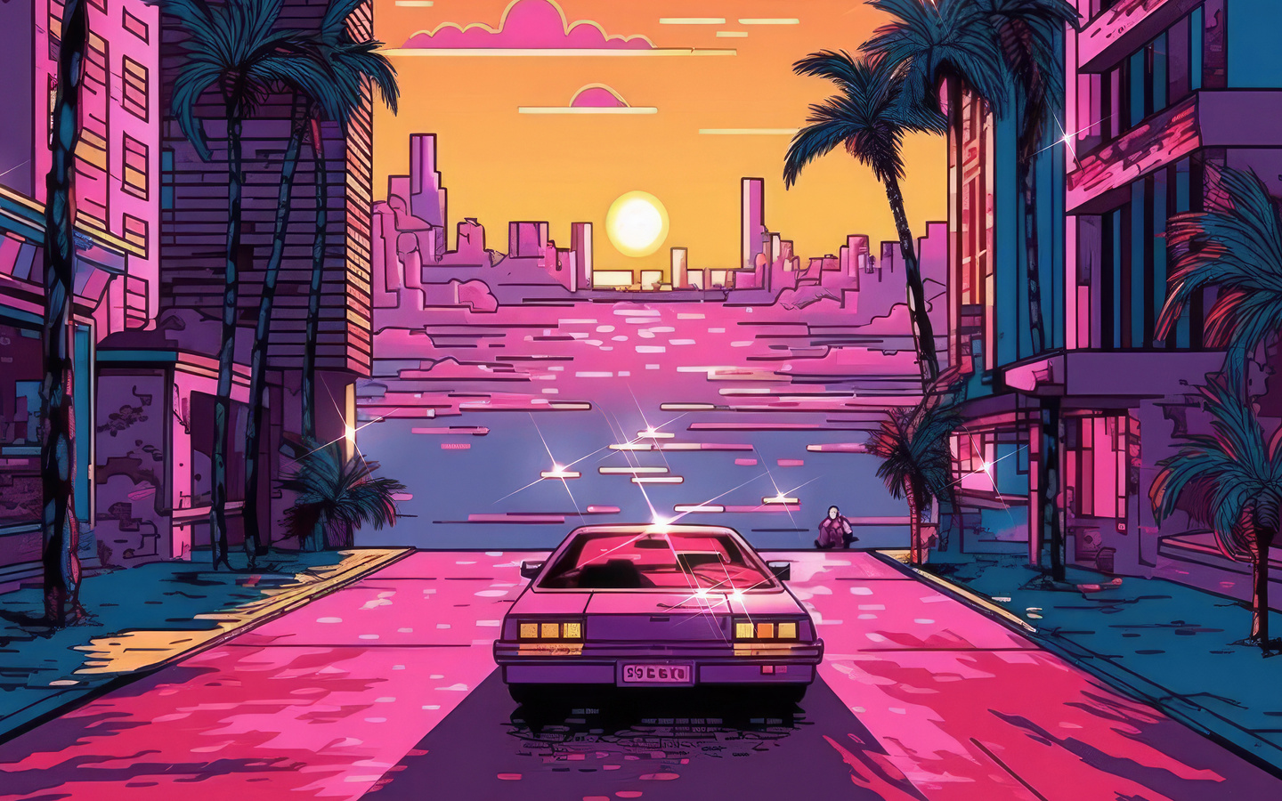 1440x900 Outrun Vibes Bit Arts 4k 1440x900 Resolution HD 4k Wallpapers ...