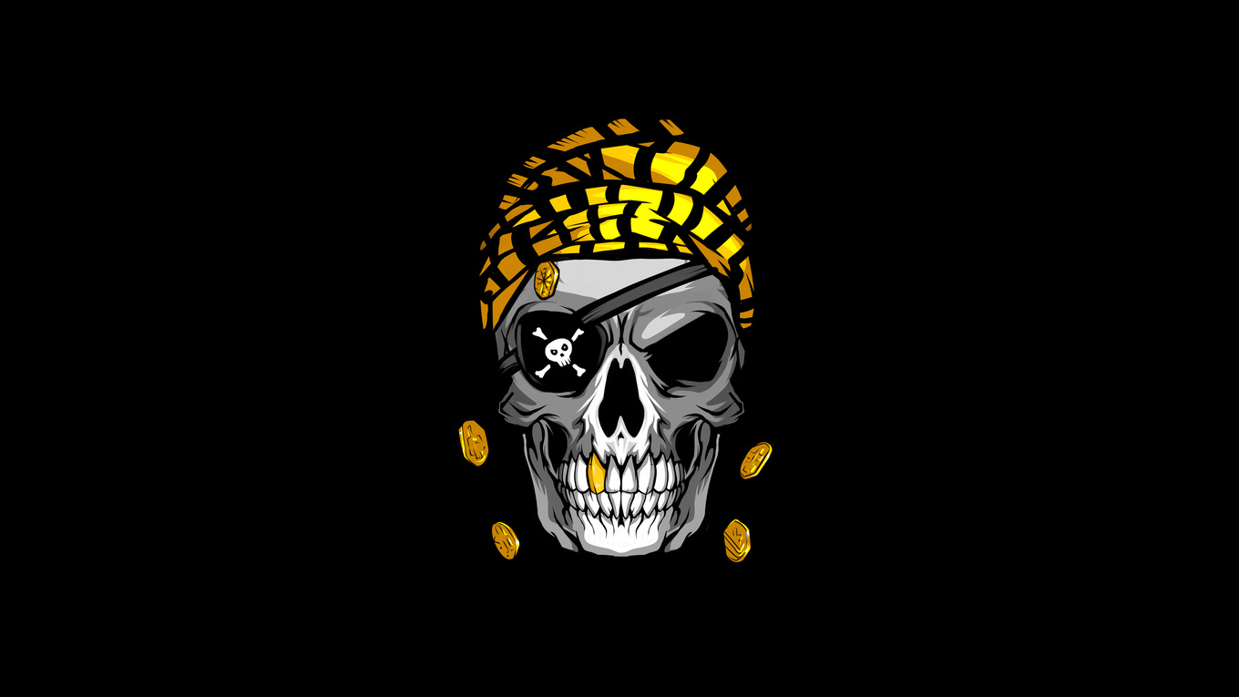 1360x765 Pirate Skull Gold Minimal 4k 1360x765 Resolution Hd 4k 