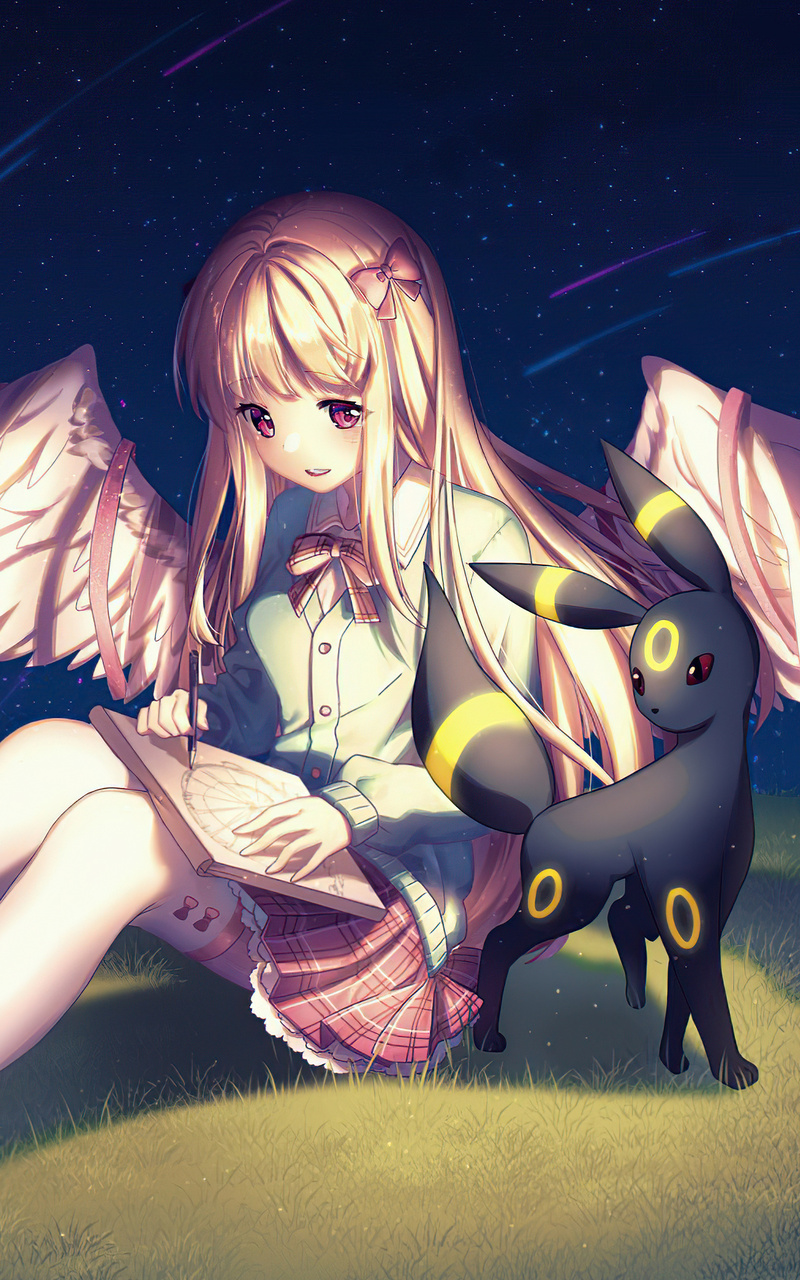 800x1280 Pokemon Angel Girl Anime Wings 4k Nexus 7 Samsung Galaxy