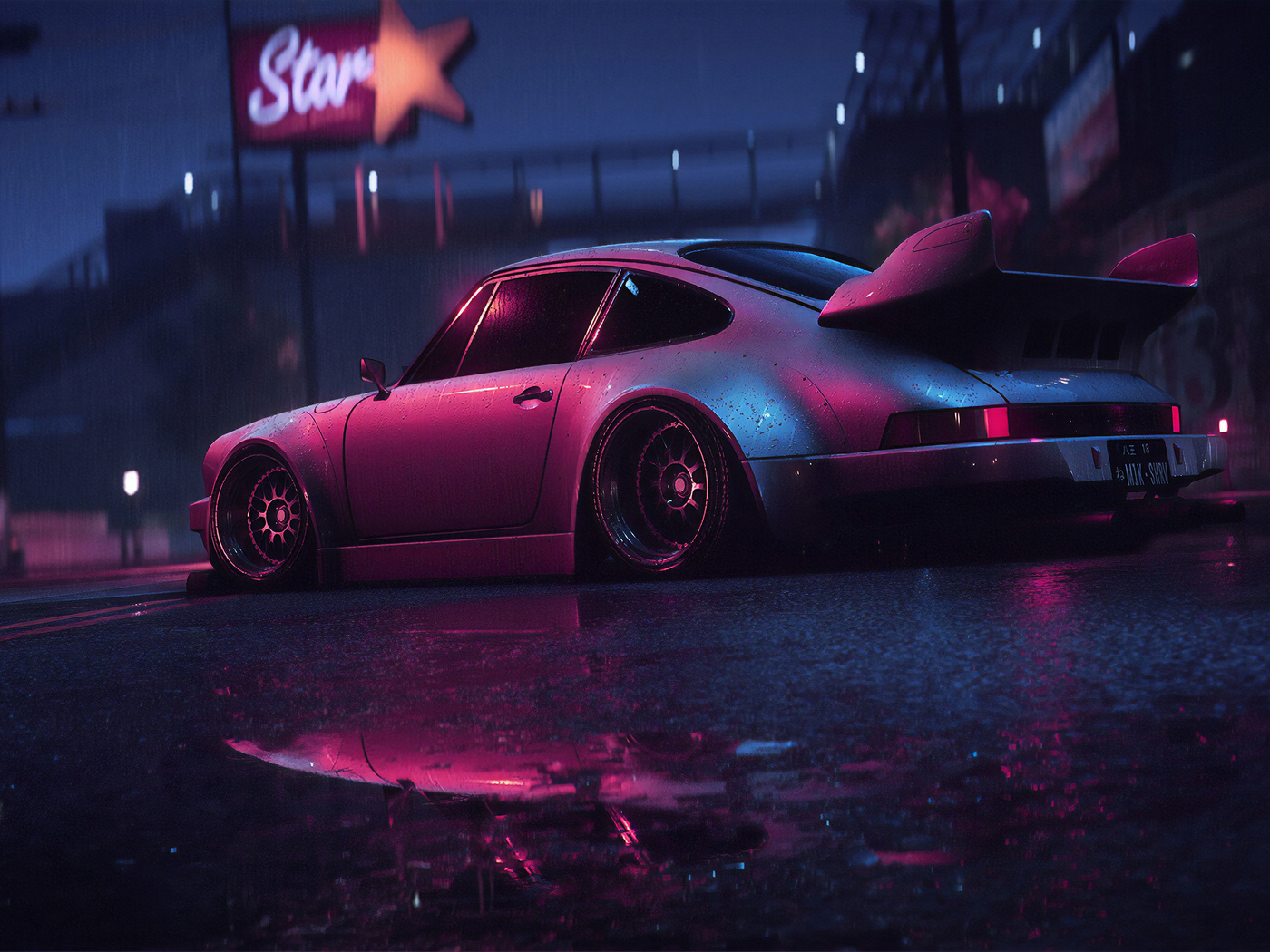 1400x1050 Porsche 911 Carrera RSR Neon Reflection 4k Wallpaper ...