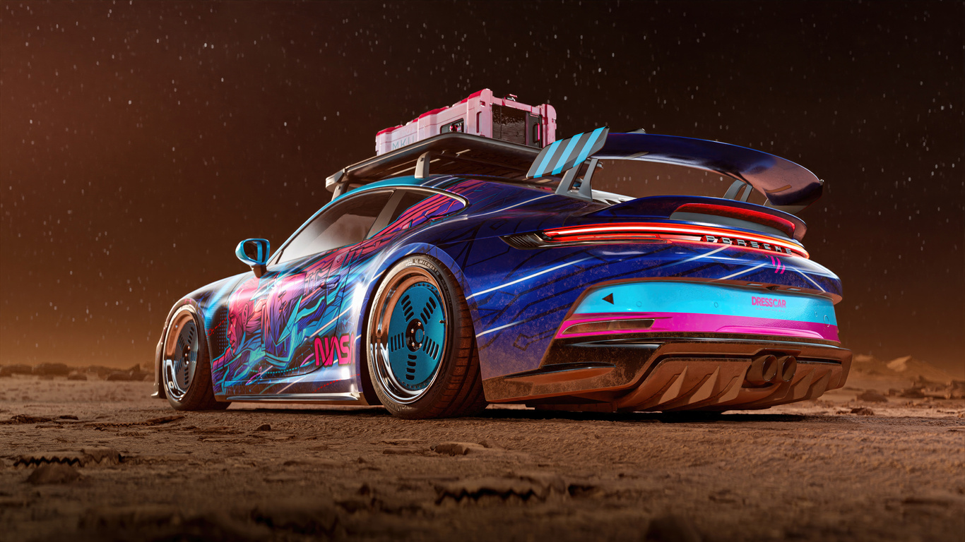 1366x768 Porsche 911 Gt3 Space Station Laptop HD ,HD 4k Wallpapers