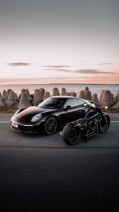 412x732 Porsche Meets Harley Davidson 412x732 Resolution HD 4k ...